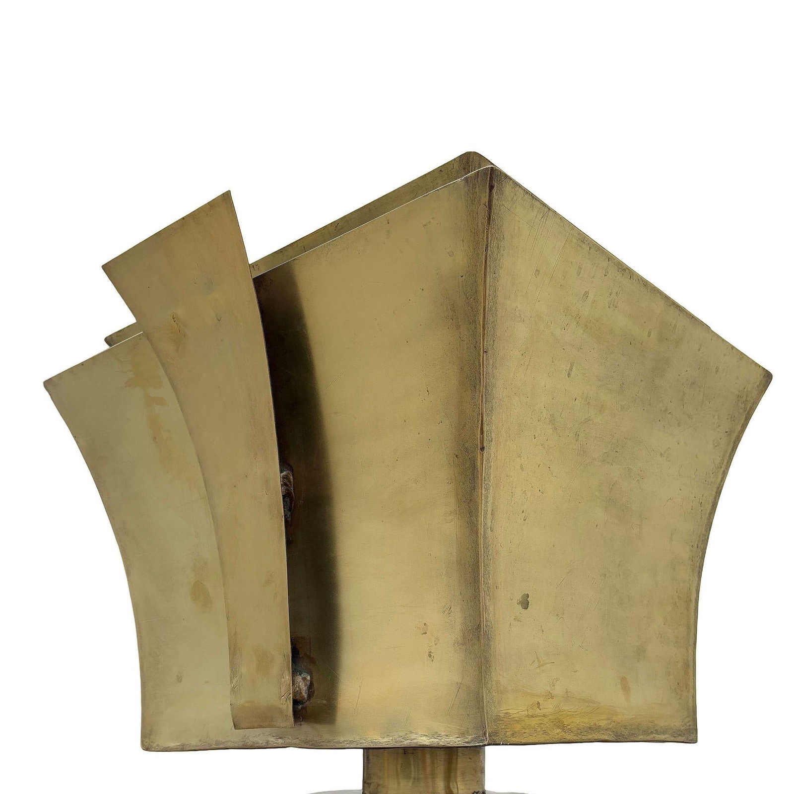 Grand Hollywood Art Deco Style Wood & Brass 9' Tall Torchiere Floor Lamp, Pair - 13