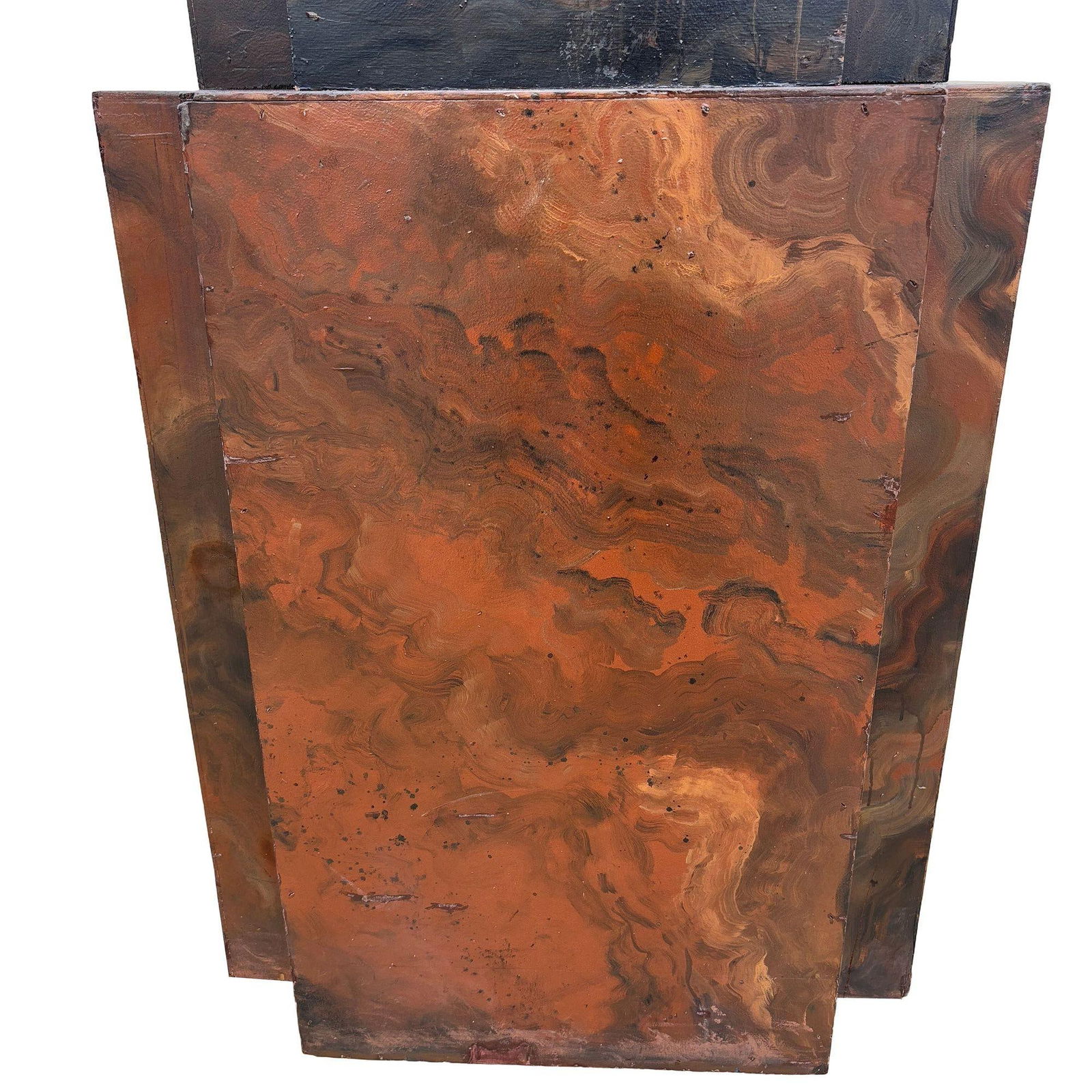 Grand Hollywood Art Deco Style Wood & Brass 9' Tall Torchiere Floor Lamp, Pair - 17