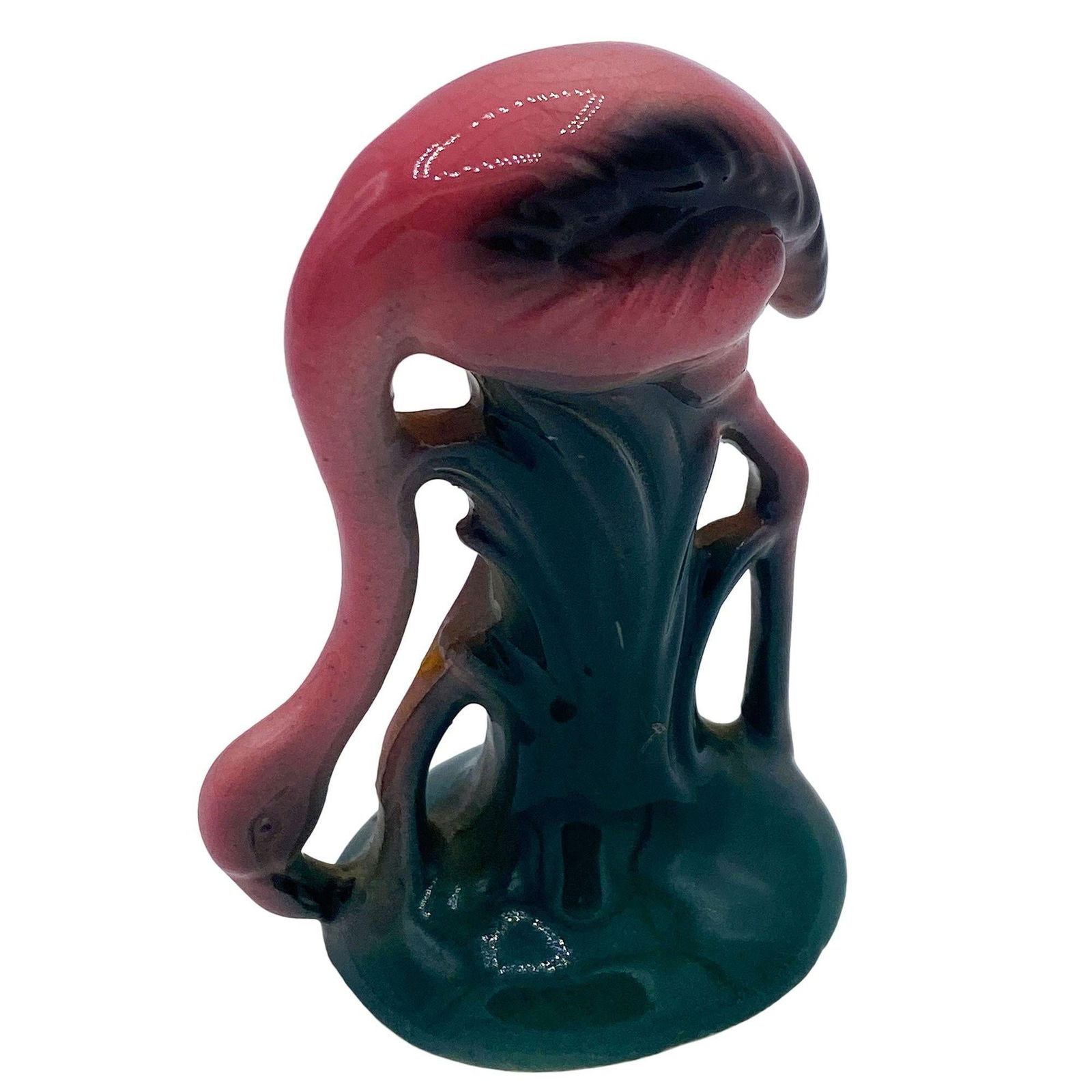 MCM Ceramic Miniature Pink Flamingo Tabletop Statue His & Hers Set By Leftons - 2