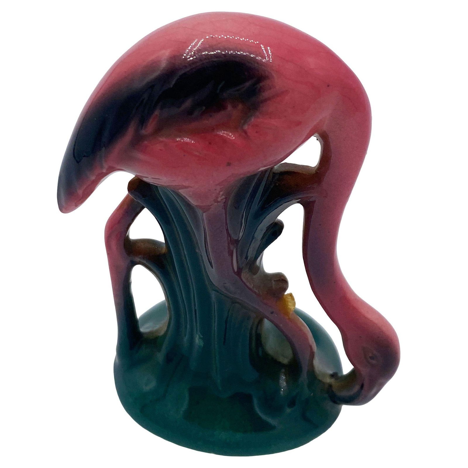 MCM Ceramic Miniature Pink Flamingo Tabletop Statue His & Hers Set By Leftons - 4