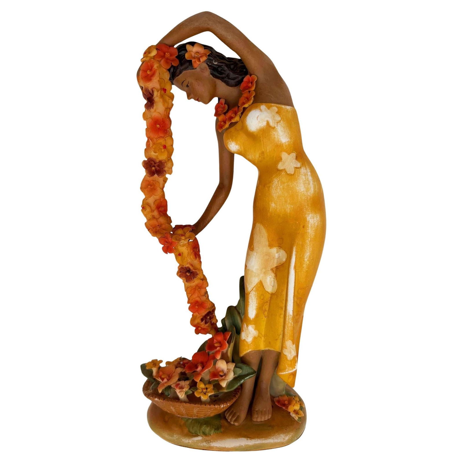 1930 Hawaiian "Cascading" Hand-Painted Fine Porcelain Statue by Lei Gill - 7