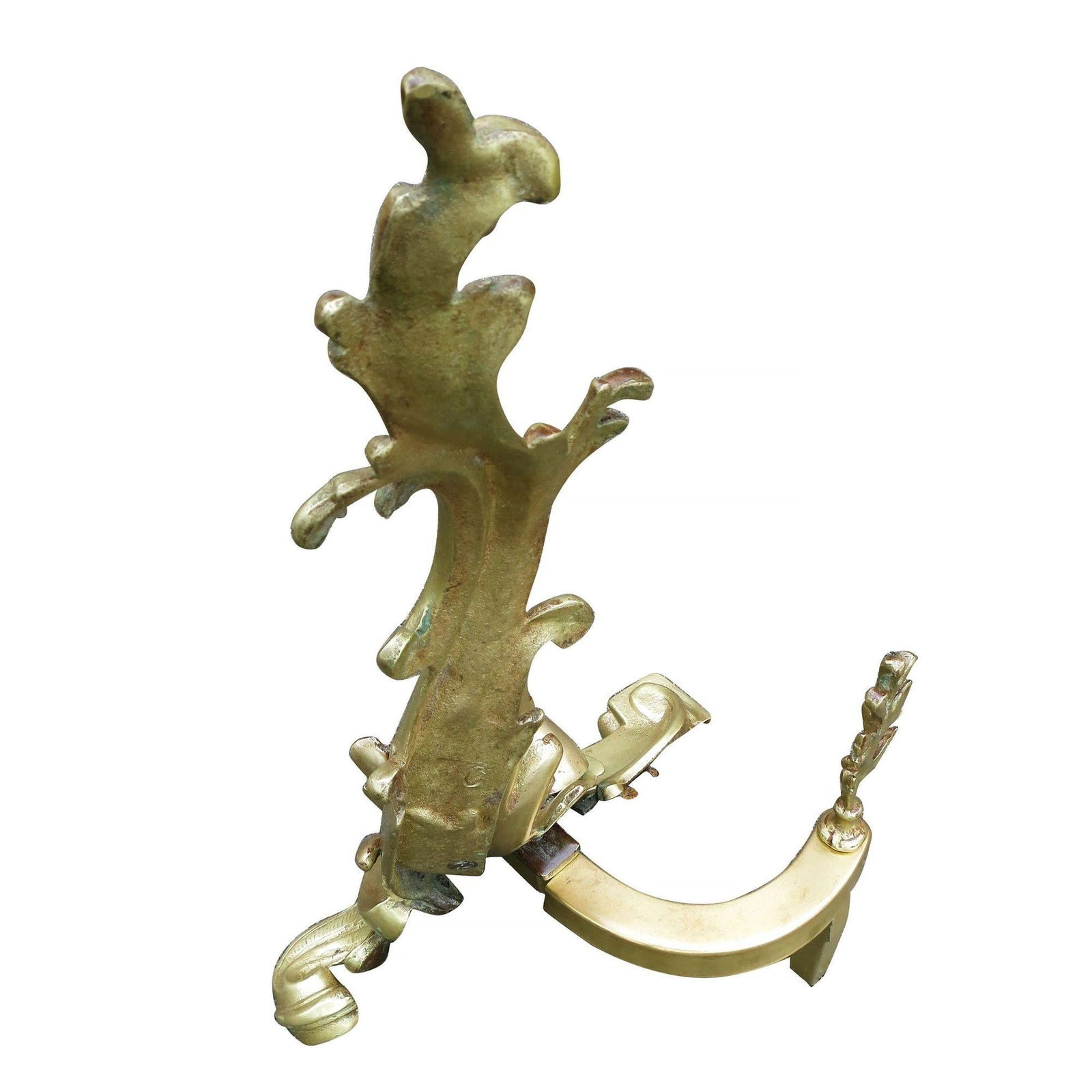 Late Victorian Italian Brass Rococo Style Fireplace Andirons - 4