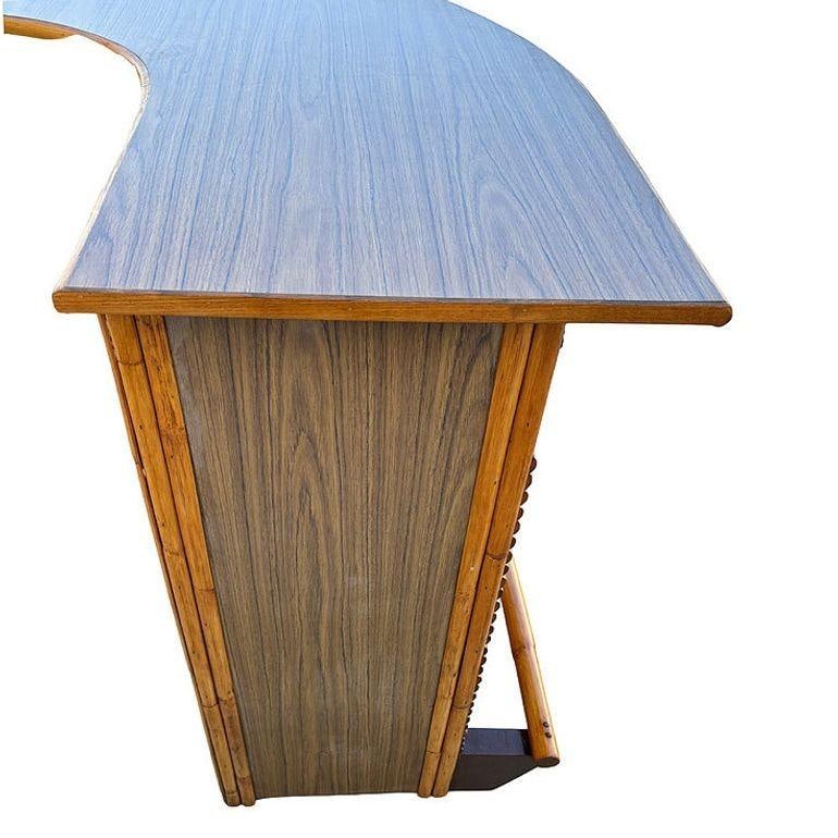 Restored Horizontal Stacked Restored Rattan L-shaped Corner Bar w/ Foot Rest - 11