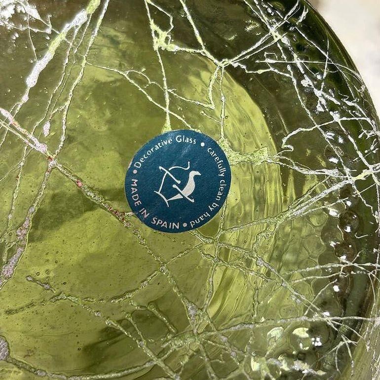 Spanish Mid Century Spaghetti String Green Art Glass String Decanter Bottle - 14