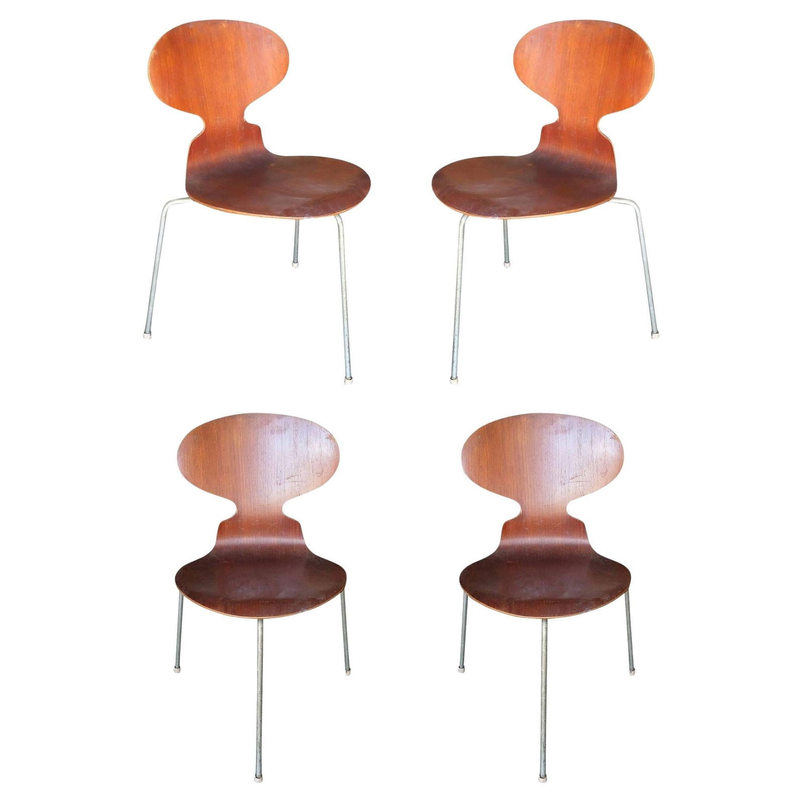 Arne Jacobsen Model-3100 "Ant" Teak Side Chairs by teak chair, Set of Four (1 of 20)