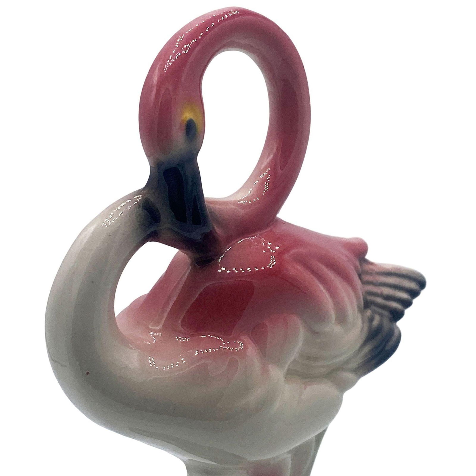 Matching Mid-century Pink Flamingo Ceramic Tabletop Statue Set By Brad Kealer - 3