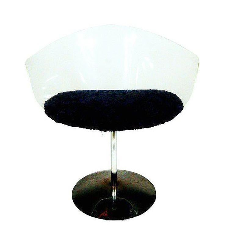 1970 Estelle Laverne Inspired Lucite & Chrome Swivel Tulip Chairs, Pair - 4