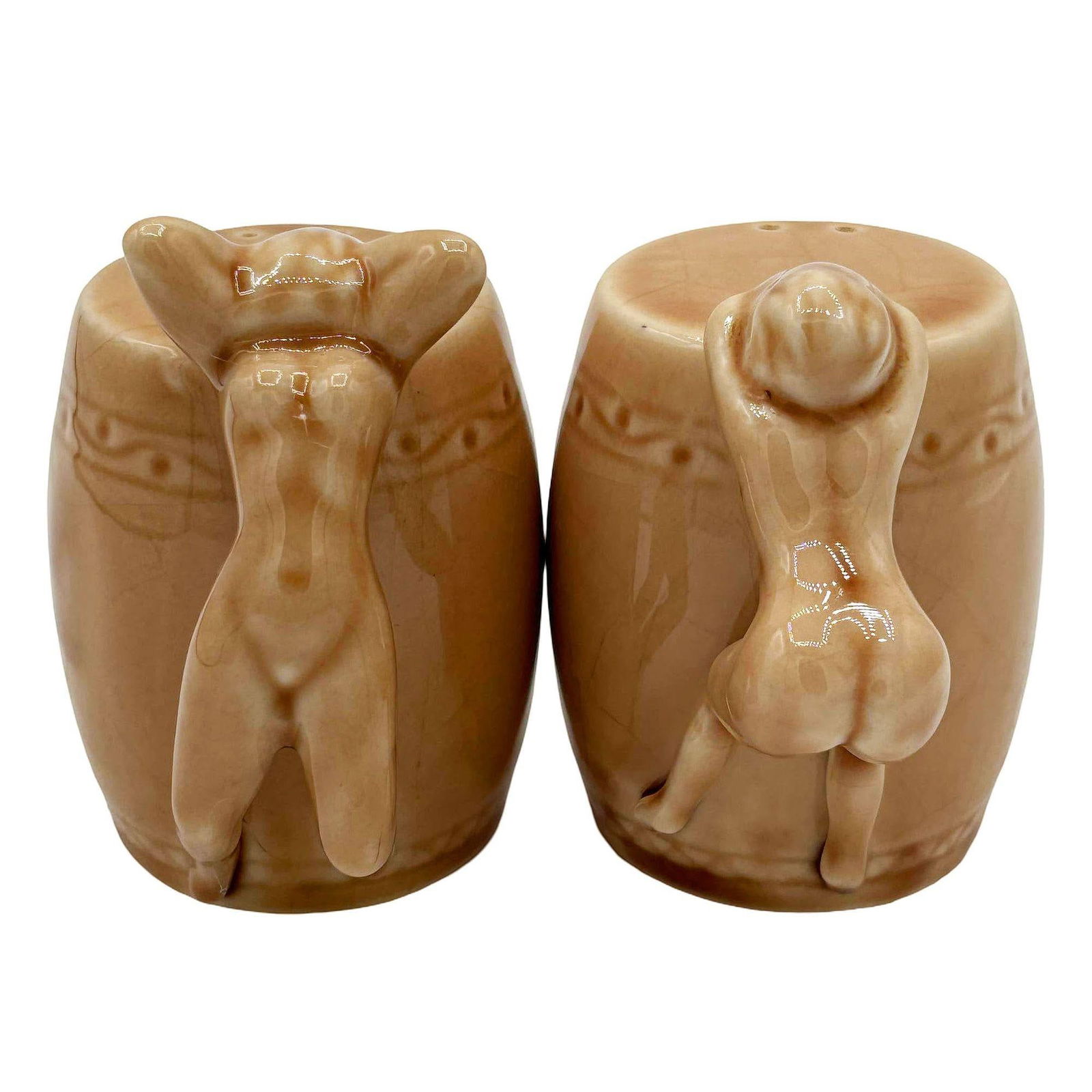 Strip Tease- Eye Appeal Ceramic Barware Salt & Pepper Shaker by Dorothy Kindel - 4