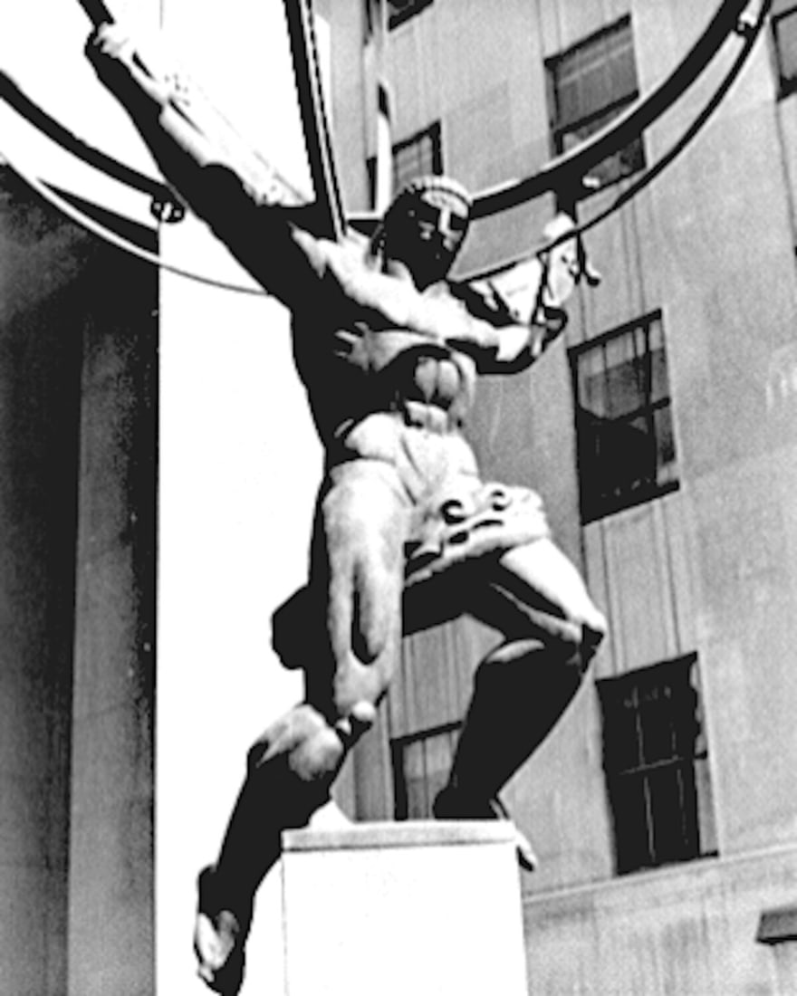 Statue of Atlas, Radio City, New York City: Title: Statue of Atlas, Radio City, New York City Artist: CARL VAN VECHTEN Original Date: UNKNOWN Dimensions: 10X8 Description: || UNITED STATES SHIPPING ONLY! || This lot is a Dye Based Photolithogra