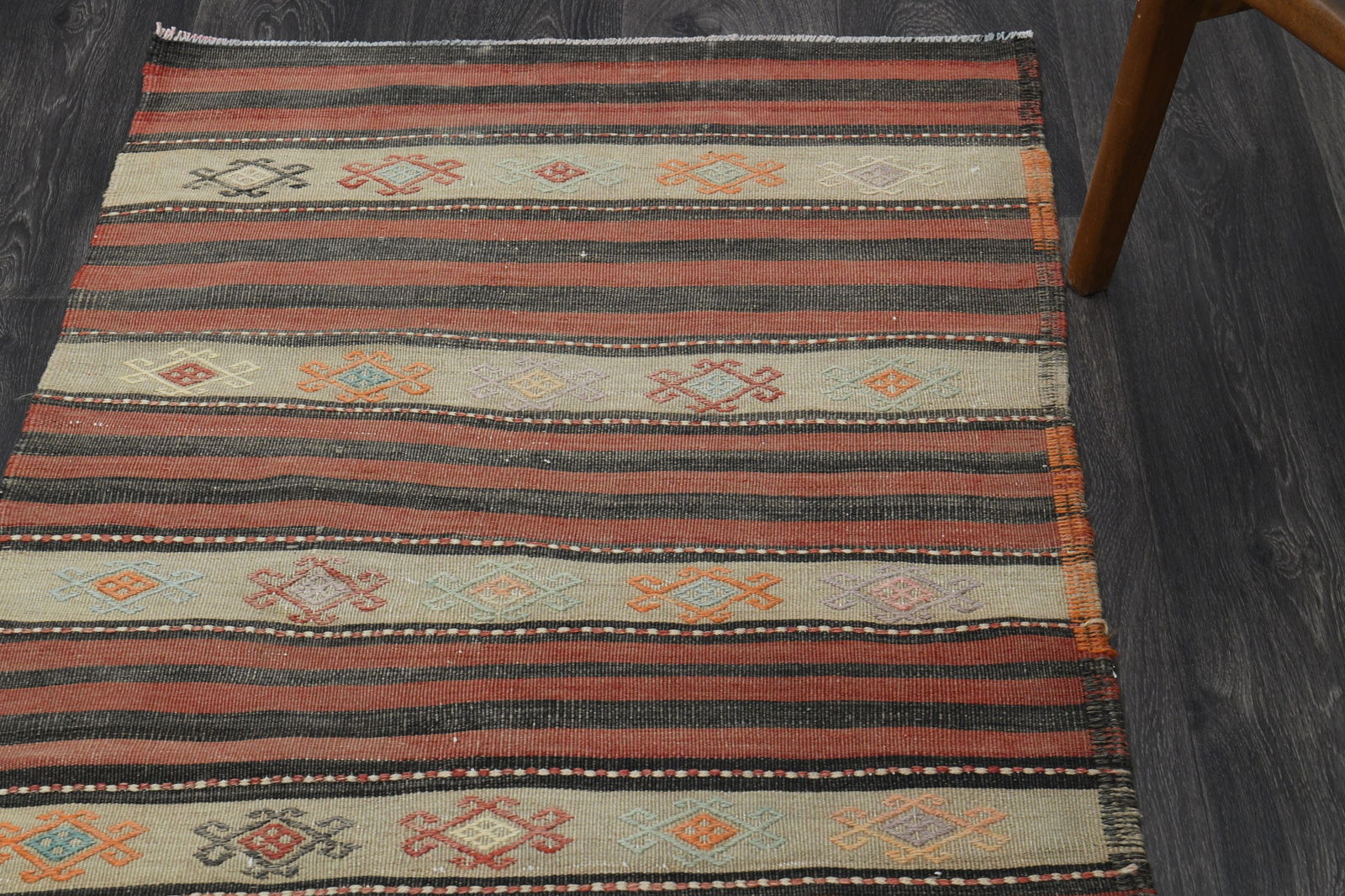 2.5x11.2 ft, FLATWEAVE KILIM RUNNER - 5