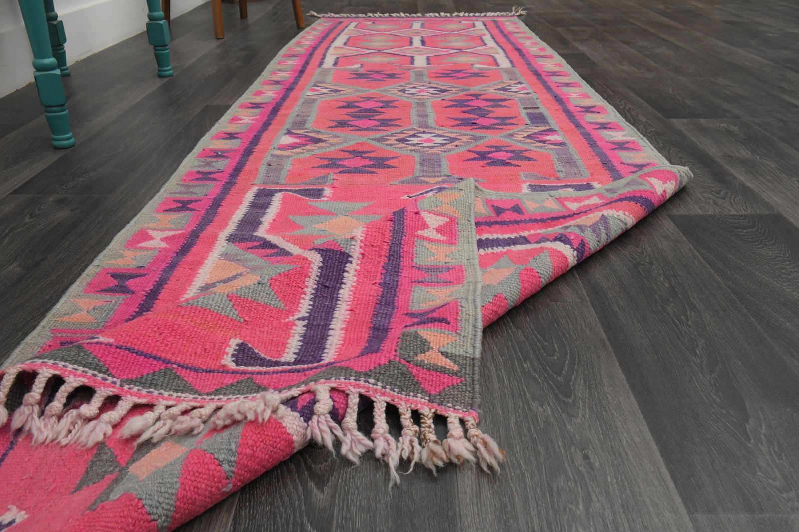 2.4x9.7 ft, TURKISH KILIM Runner - 10