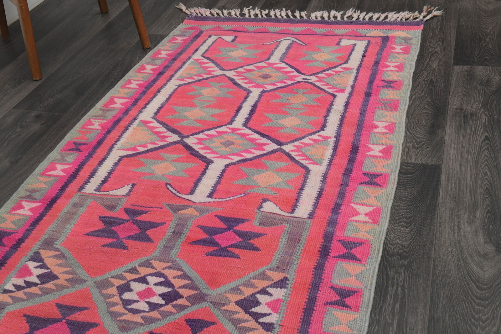2.4x9.7 ft, TURKISH KILIM Runner - 5