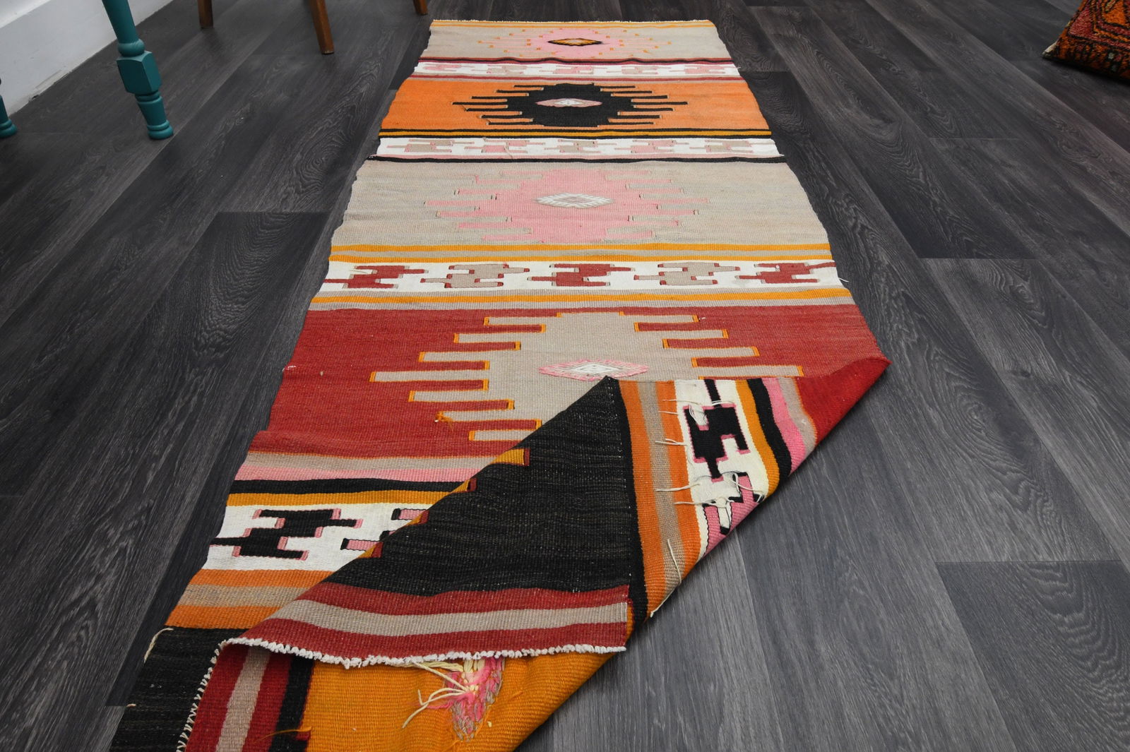 3x8.3 ft, TURKISH KILIM Runner - 9