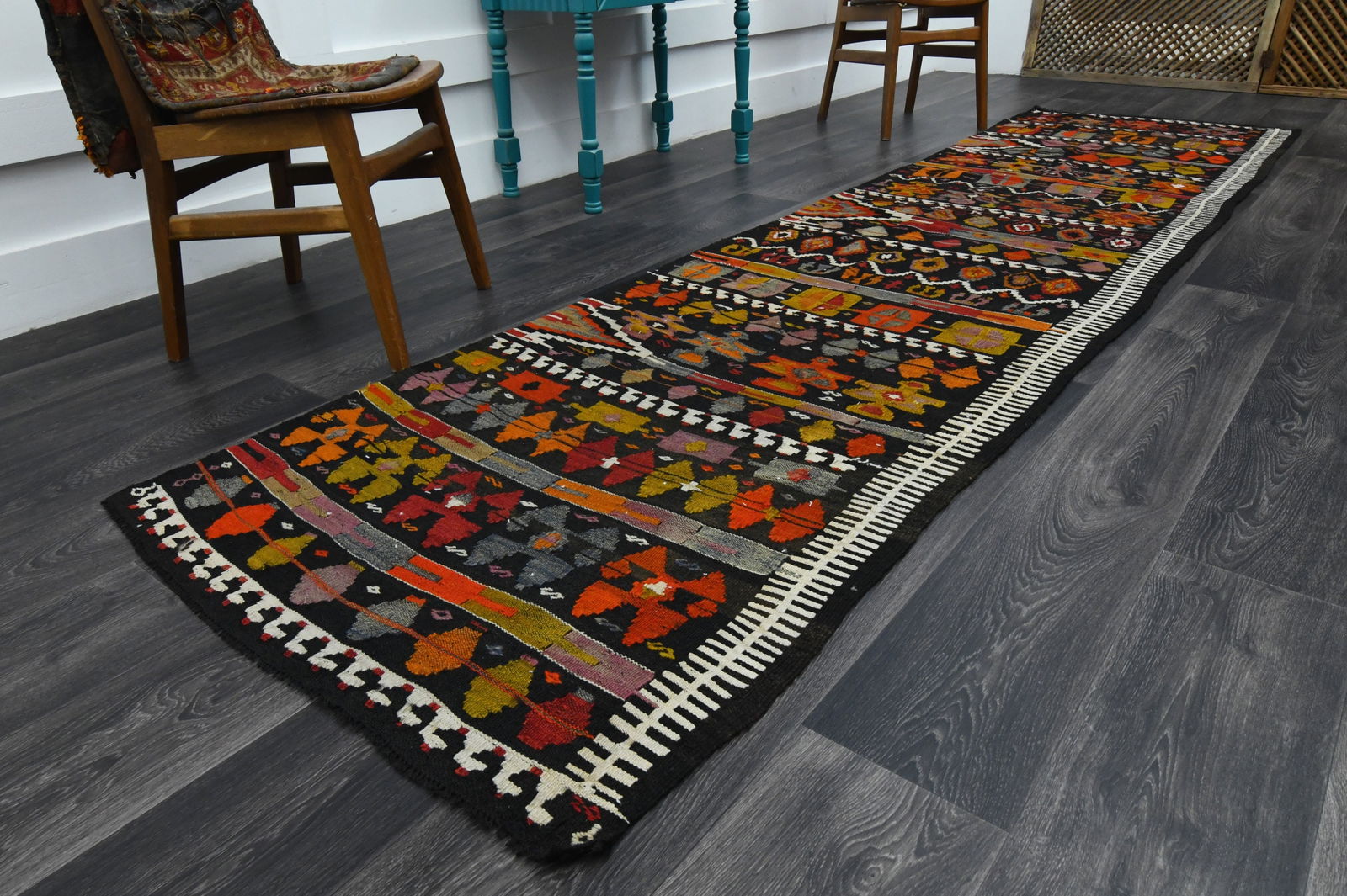 3.1x12 ft, TURKISH KILIM Runner - 2
