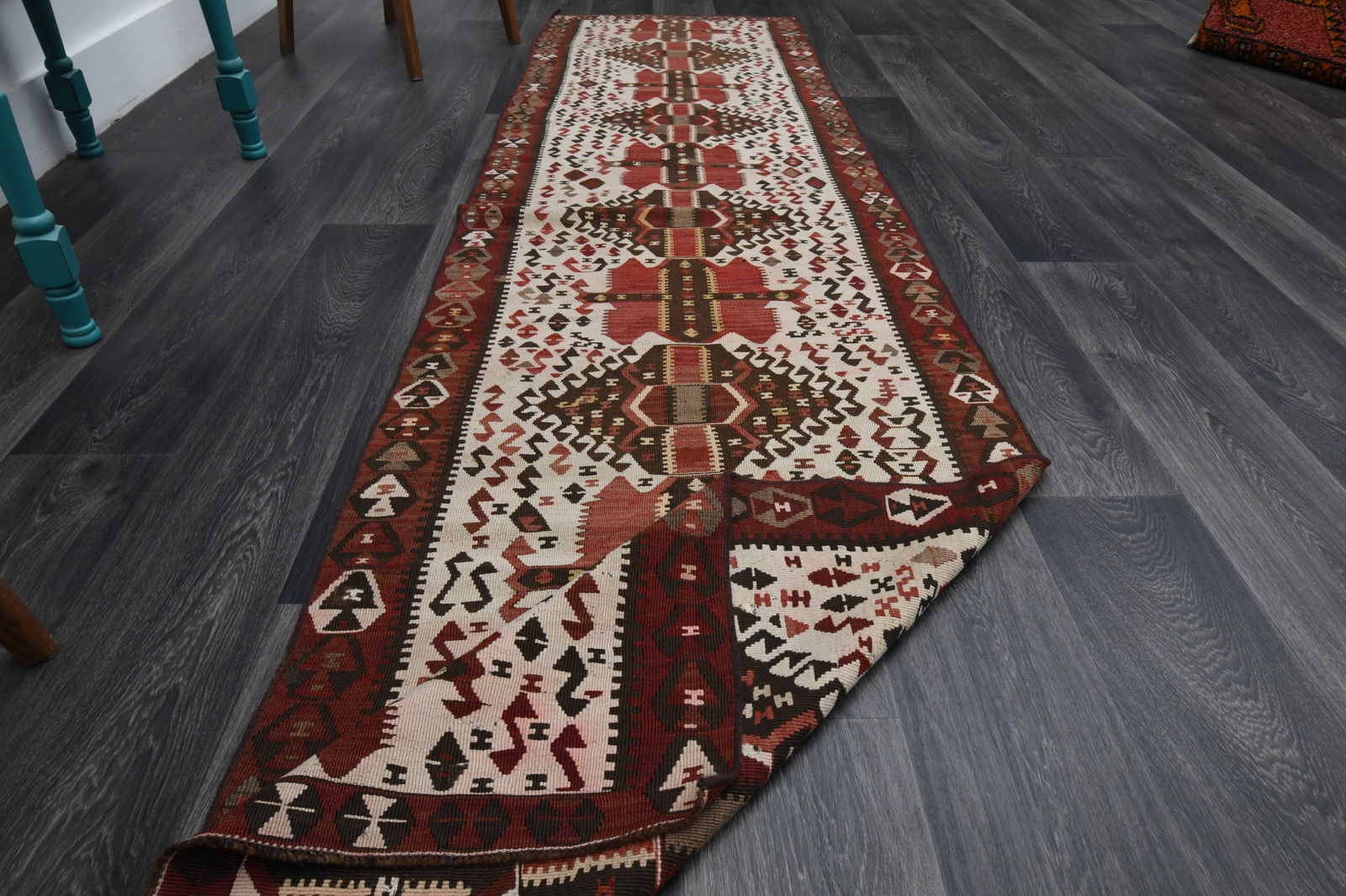 2.8x10.3 ft, TURKISH KILIM Runner - 9