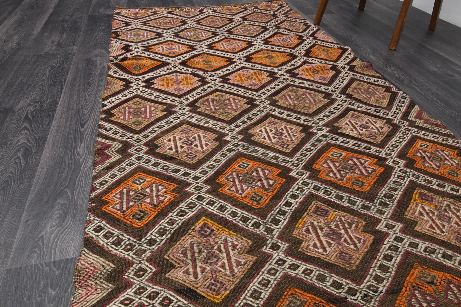 3.4x11.2 ft, TURKISH KILIM Runner - 5