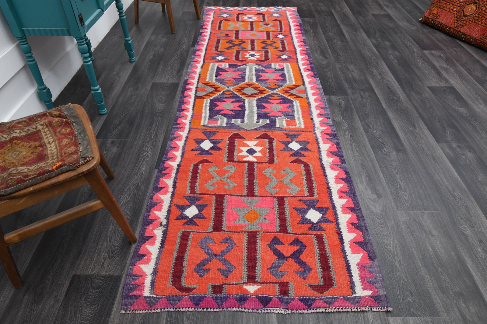 3.2x10.7 ft, TURKISH KILIM Runner - 3