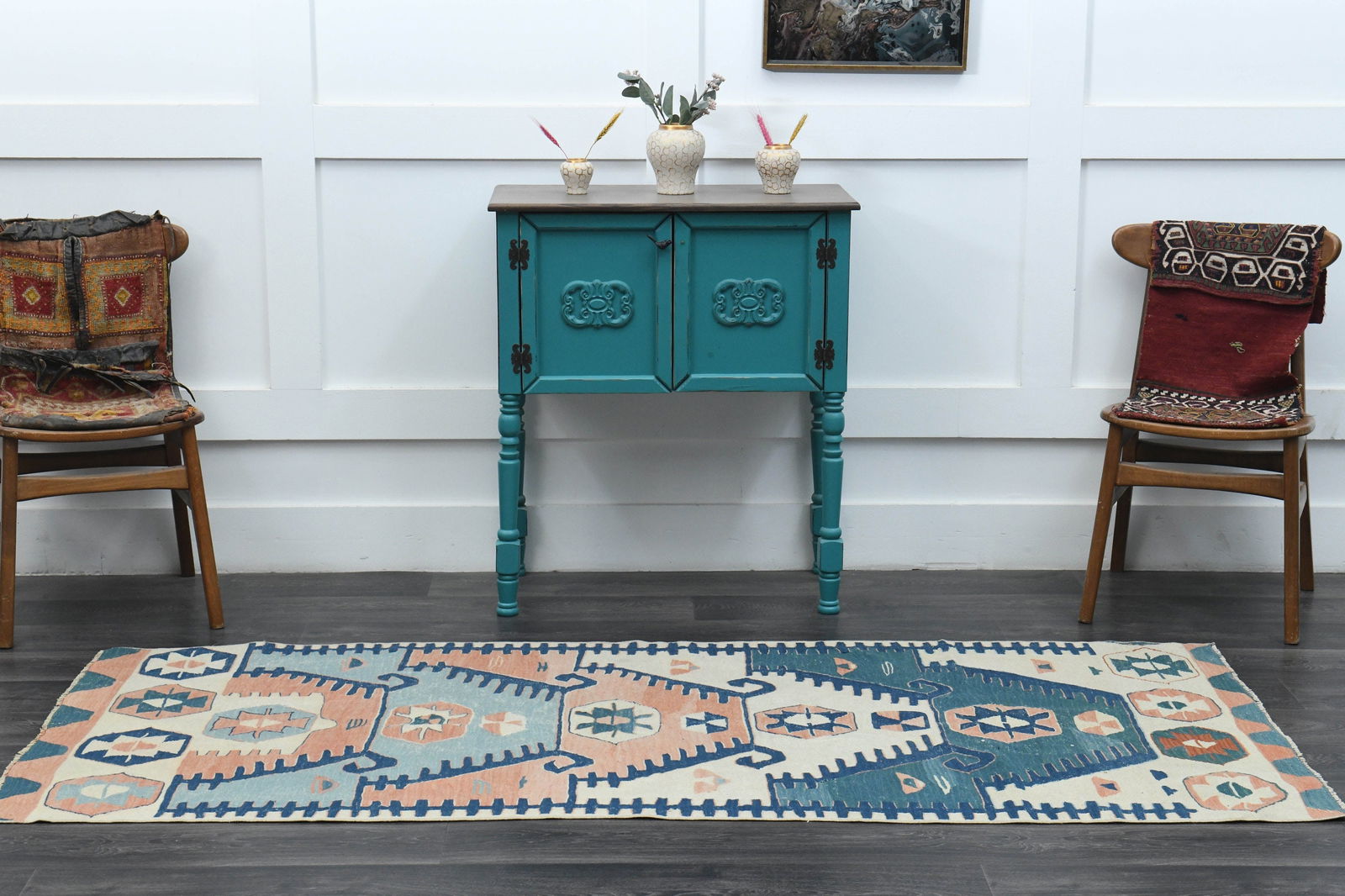 3x7 Beige Orange Turkish Rug - 2