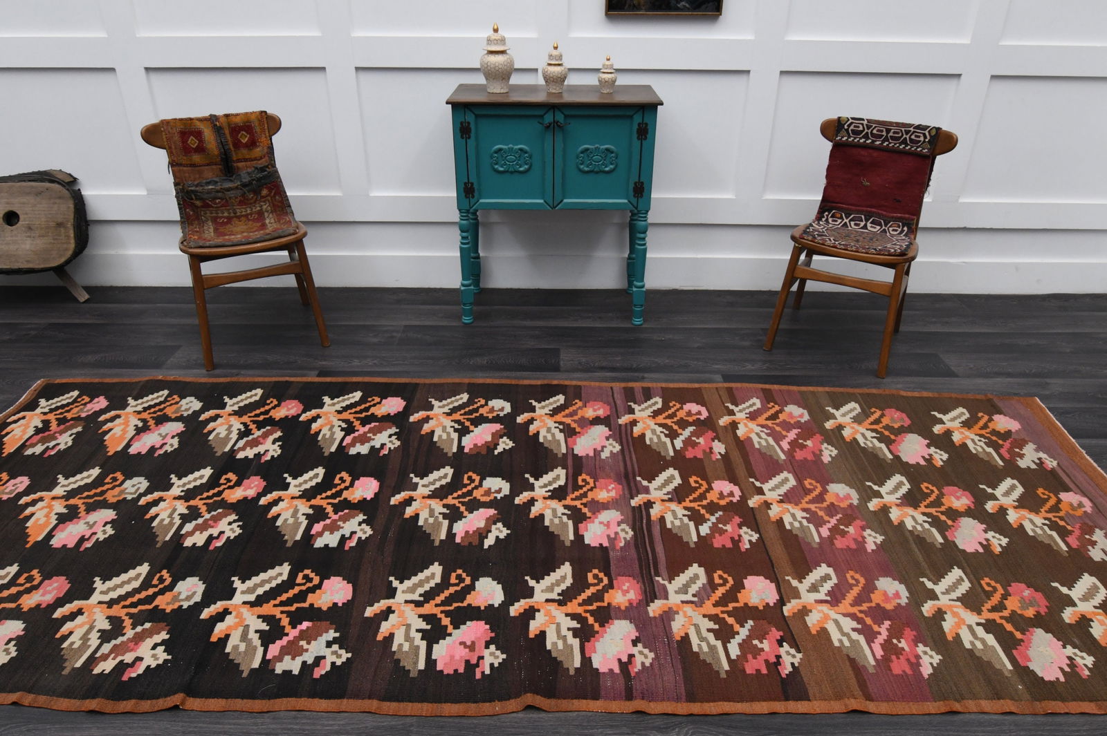 4.4x11.6 ft, TURKISH KILIM Runner - 3