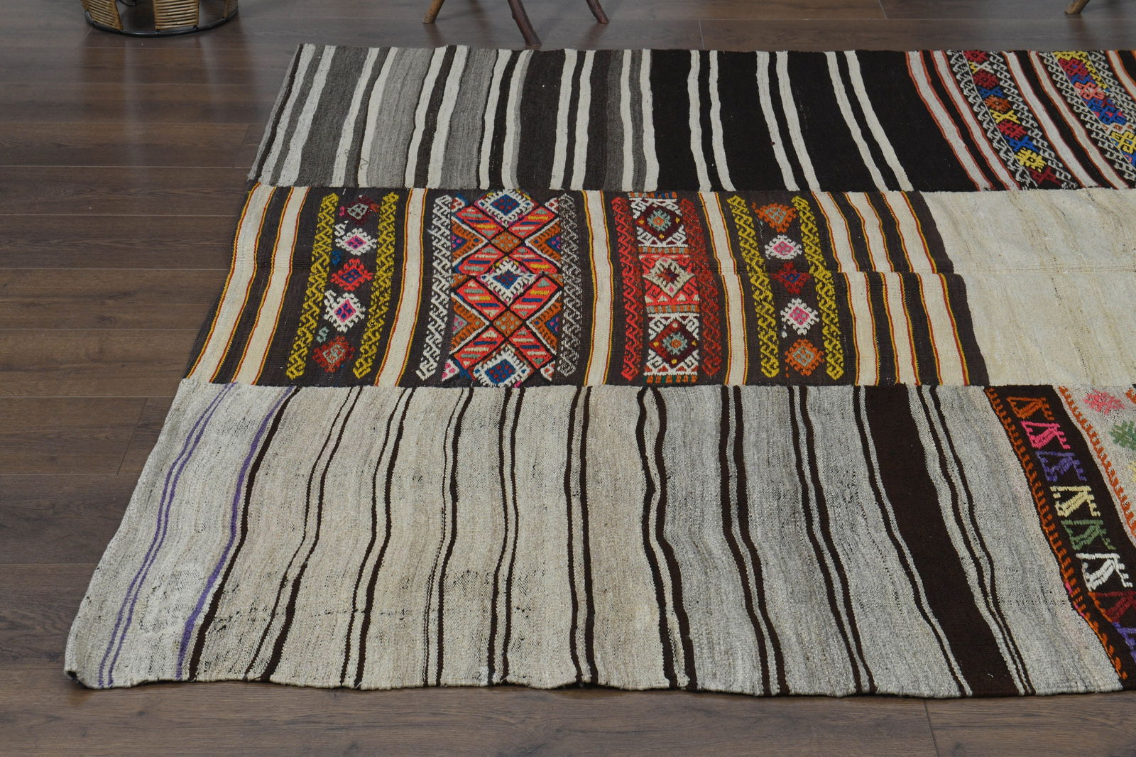5'2x9'1 ft, GRAY BLACK KILIM - 6