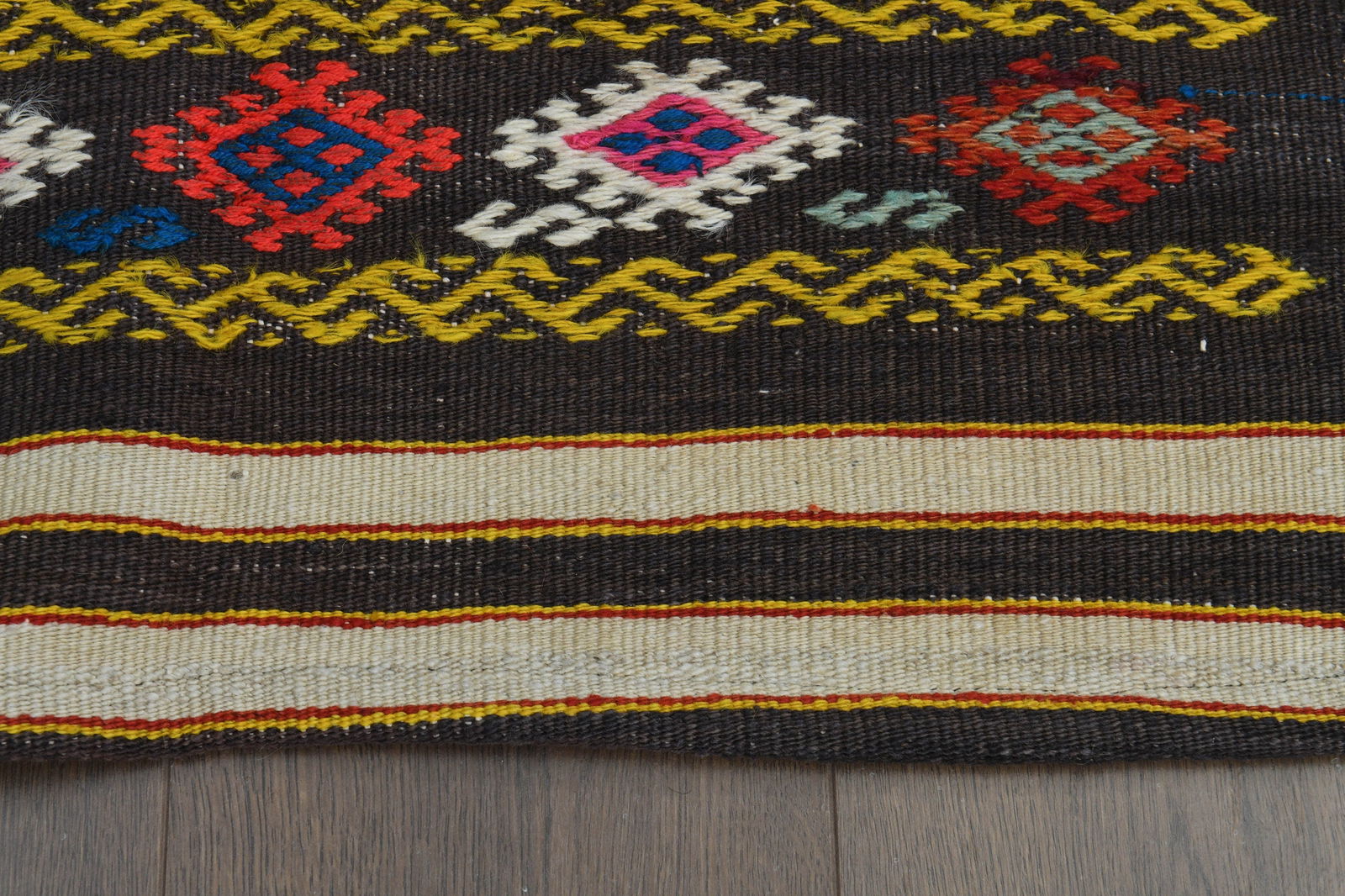 5'2x9'1 ft, GRAY BLACK KILIM - 7
