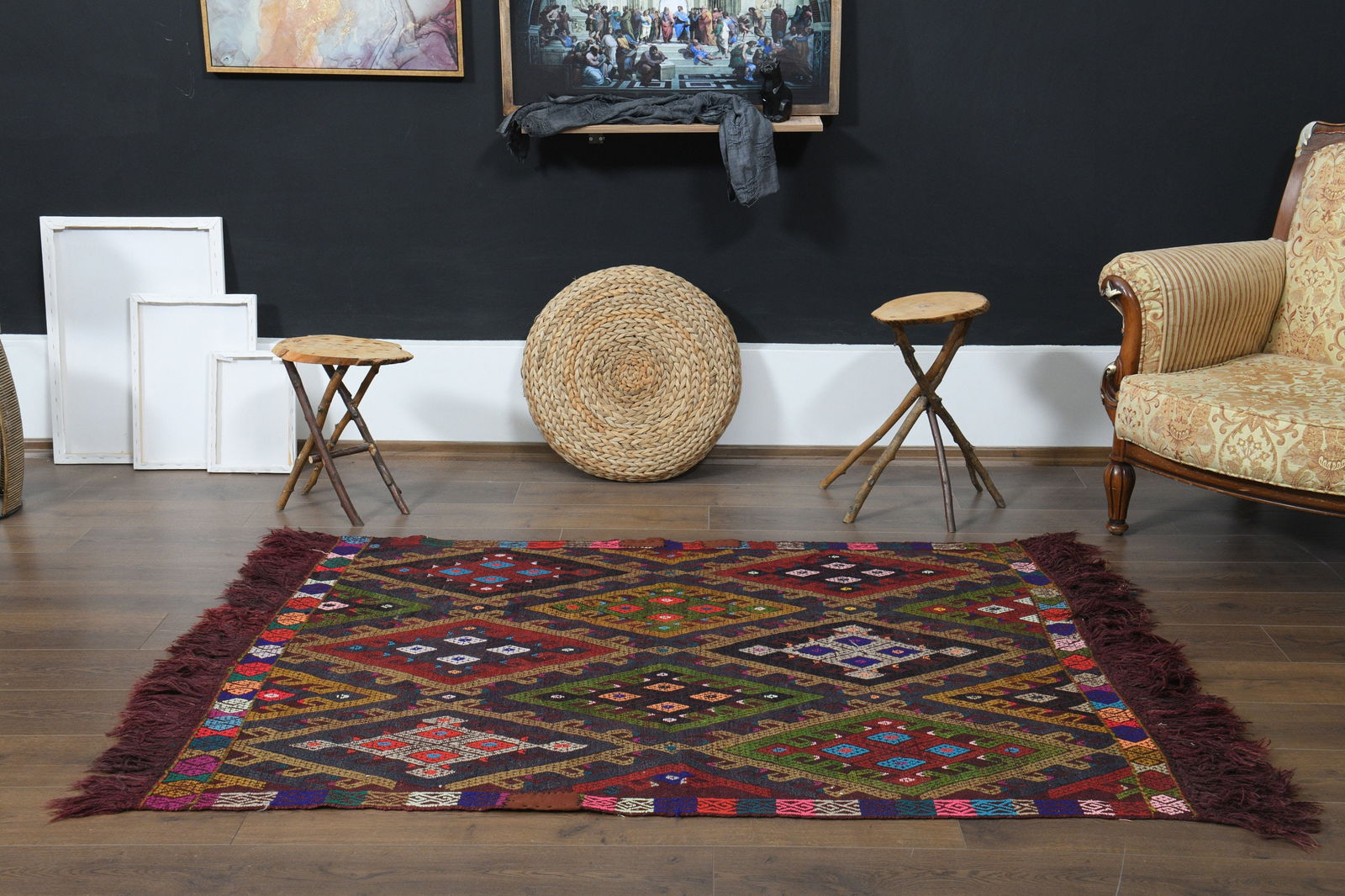 4'4x6 ft, Vintage Turkish Rug - 9