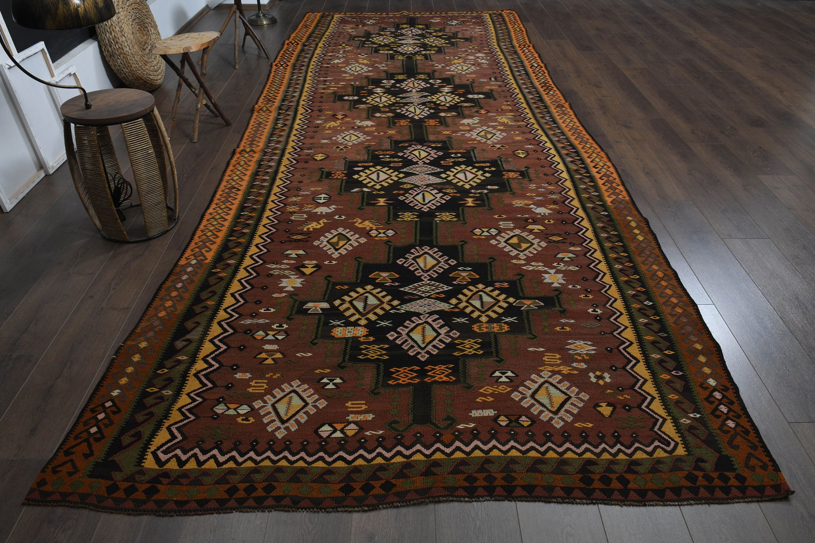 5'8x15'6 ft, BROWN KILIM RUNNER (1 of 10)