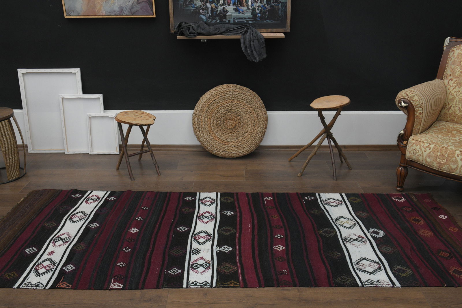 3.2x9.2 ft, STRIPED KILIM RUNNER - 7