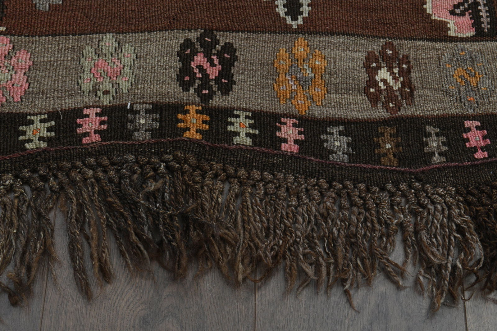 5.7x13.2 ft, BROWN KILIM RUNNER - 8