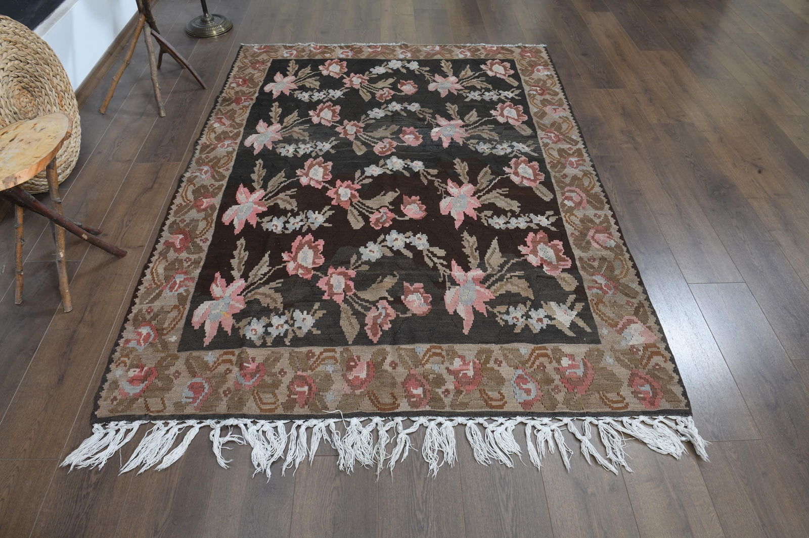 5.1x6.9 ft, FLORAL KILIM RUG (1 of 10)