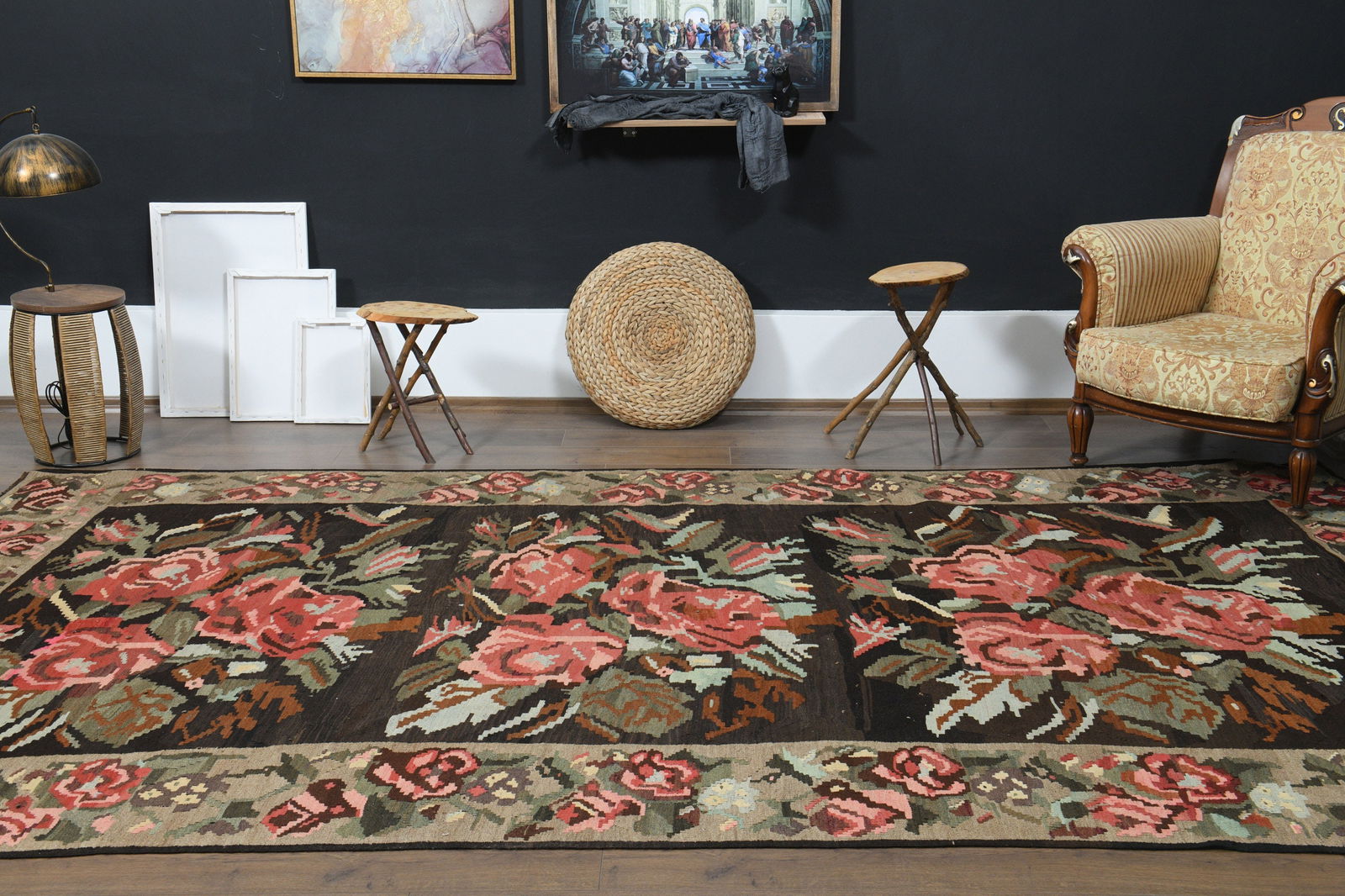 6'6x11'8 ft, PINK ROSES MOTIFS - 6