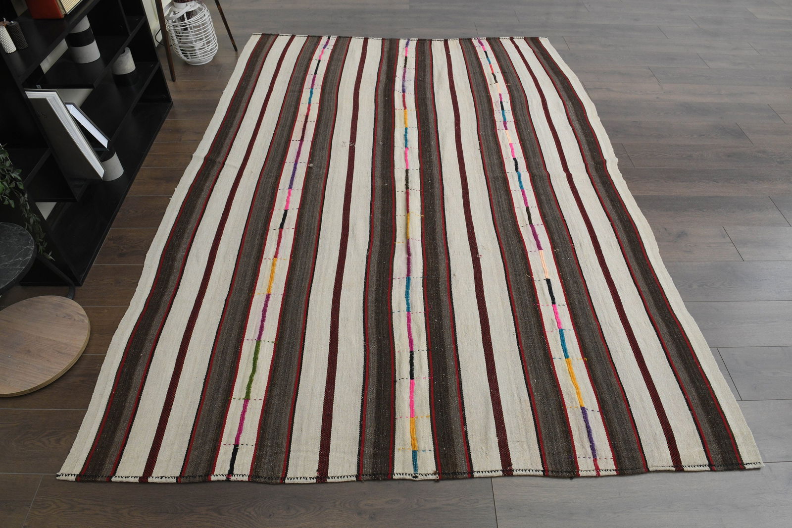 6'2x8'5 ft, STRIPED KILIM RUG, Turkish Area (1 of 10)