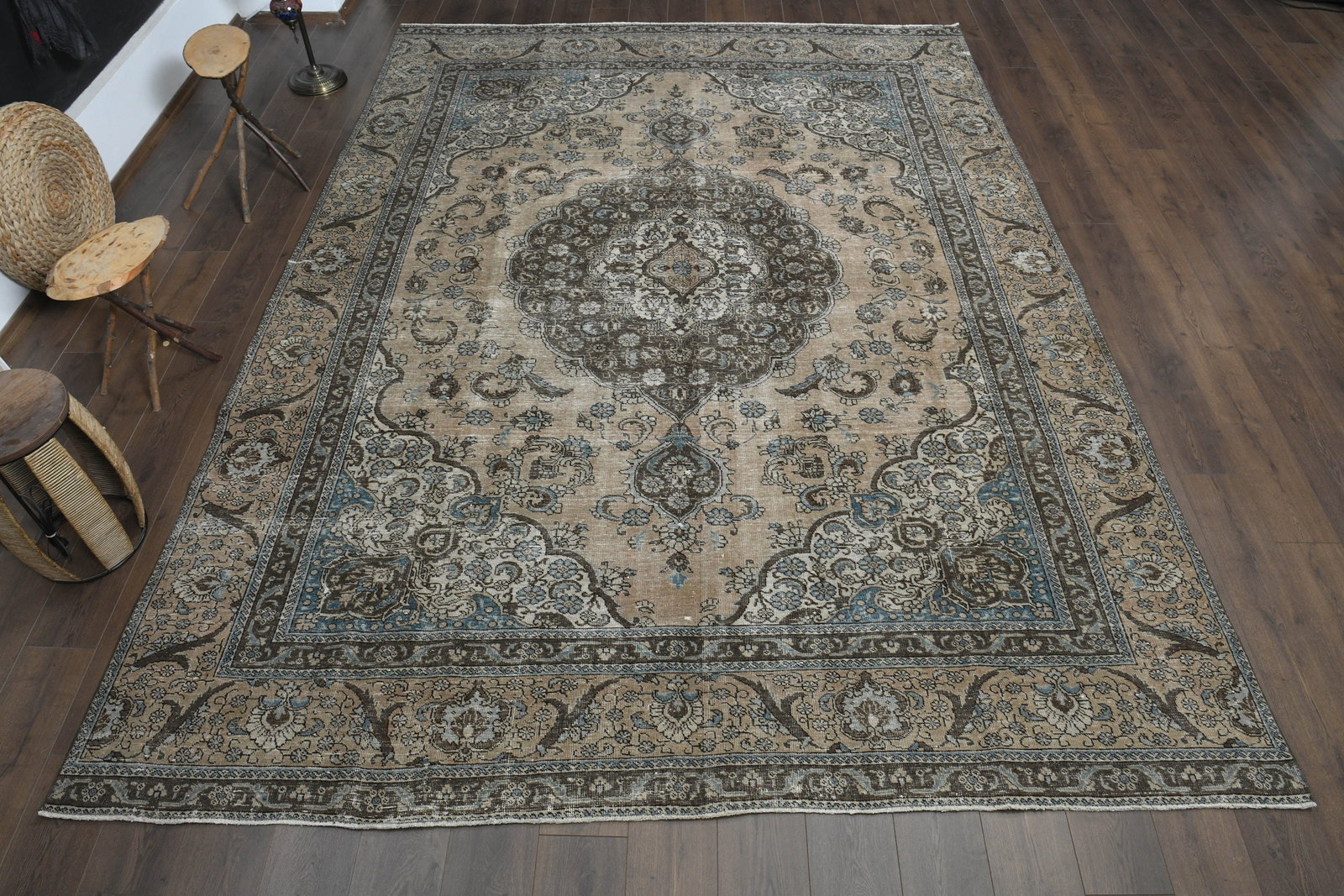 9'1x12'3 ft, VINTAGE TURKISH RUG - 4