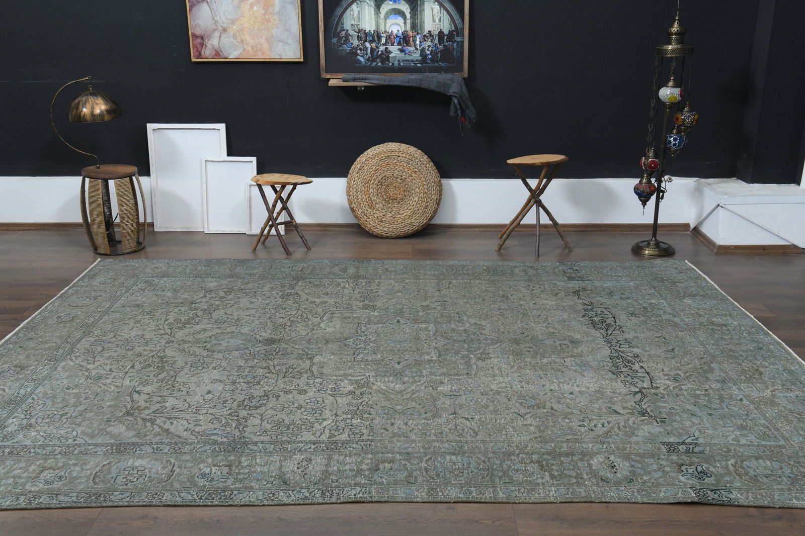8x11'1 ft, BROWN VINTAGE RUG - 4