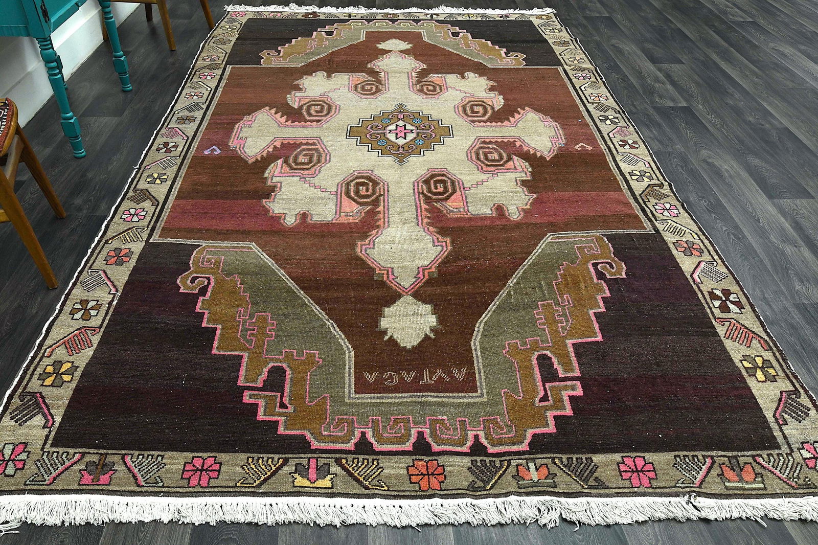 7.4x12.5 ft, Vintage Turkish Rug: Title: 7.4x12.5 ft, Vintage Turkish Rug Description: This Turkish one-of-a-kind Anatolian Vintage Rug is hand-knotted and handwoven by the most skilled artisans who use pure wool, in muted, natural to