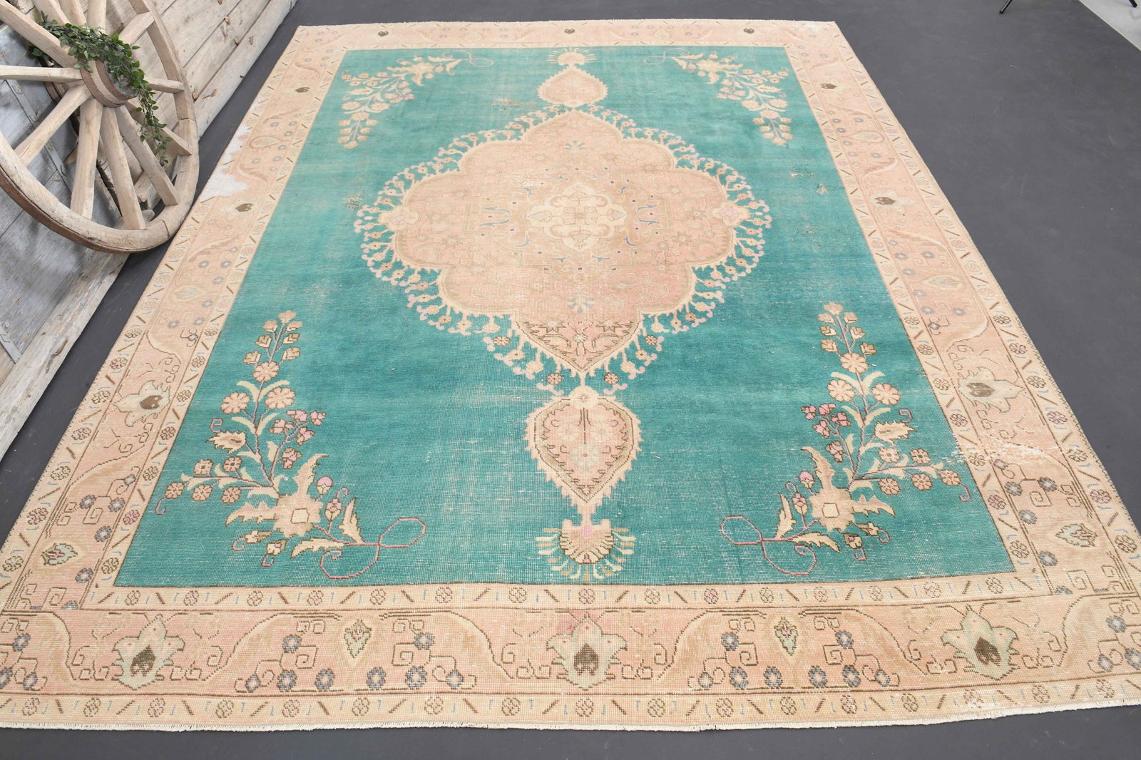 9'7x12'4 TURKISH RUG, Jade Green (1 of 9)