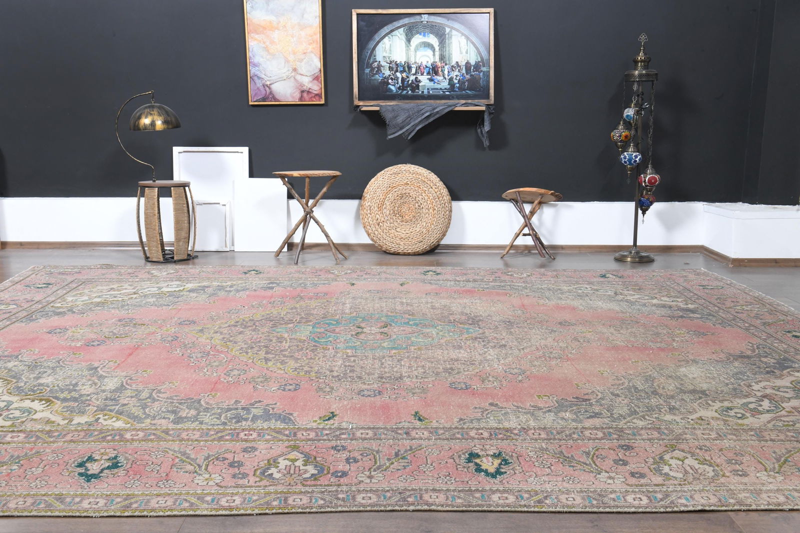 9'7x12'8 ft, PINK MINIMALIST RUG - 10