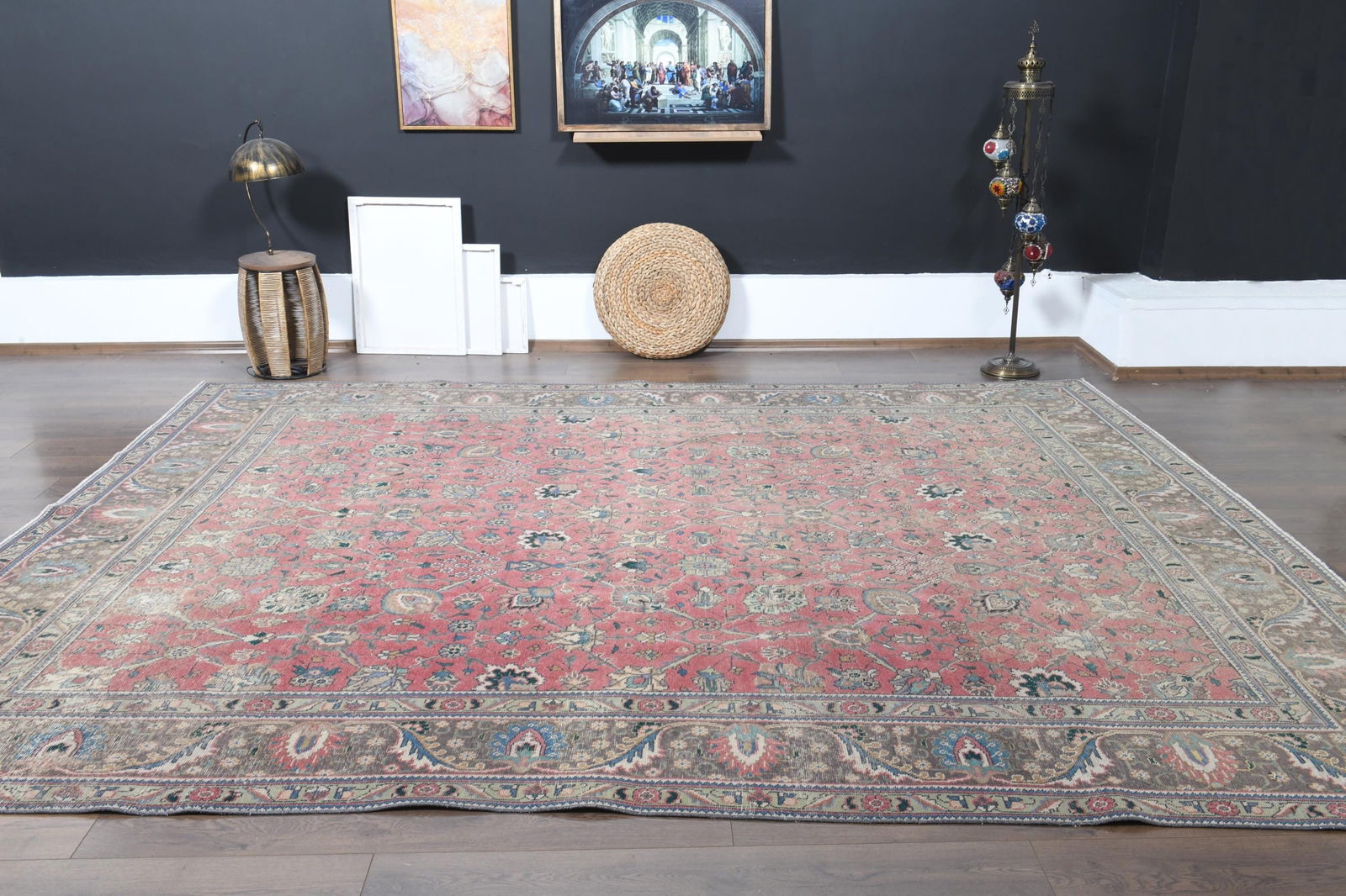 9'3x12'4 ft, PINK OVERSIZED RUG, Vintage Wool - 10