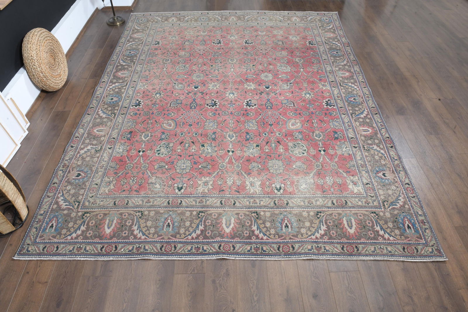 9'3x12'4 ft, PINK OVERSIZED RUG, Vintage Wool - 2