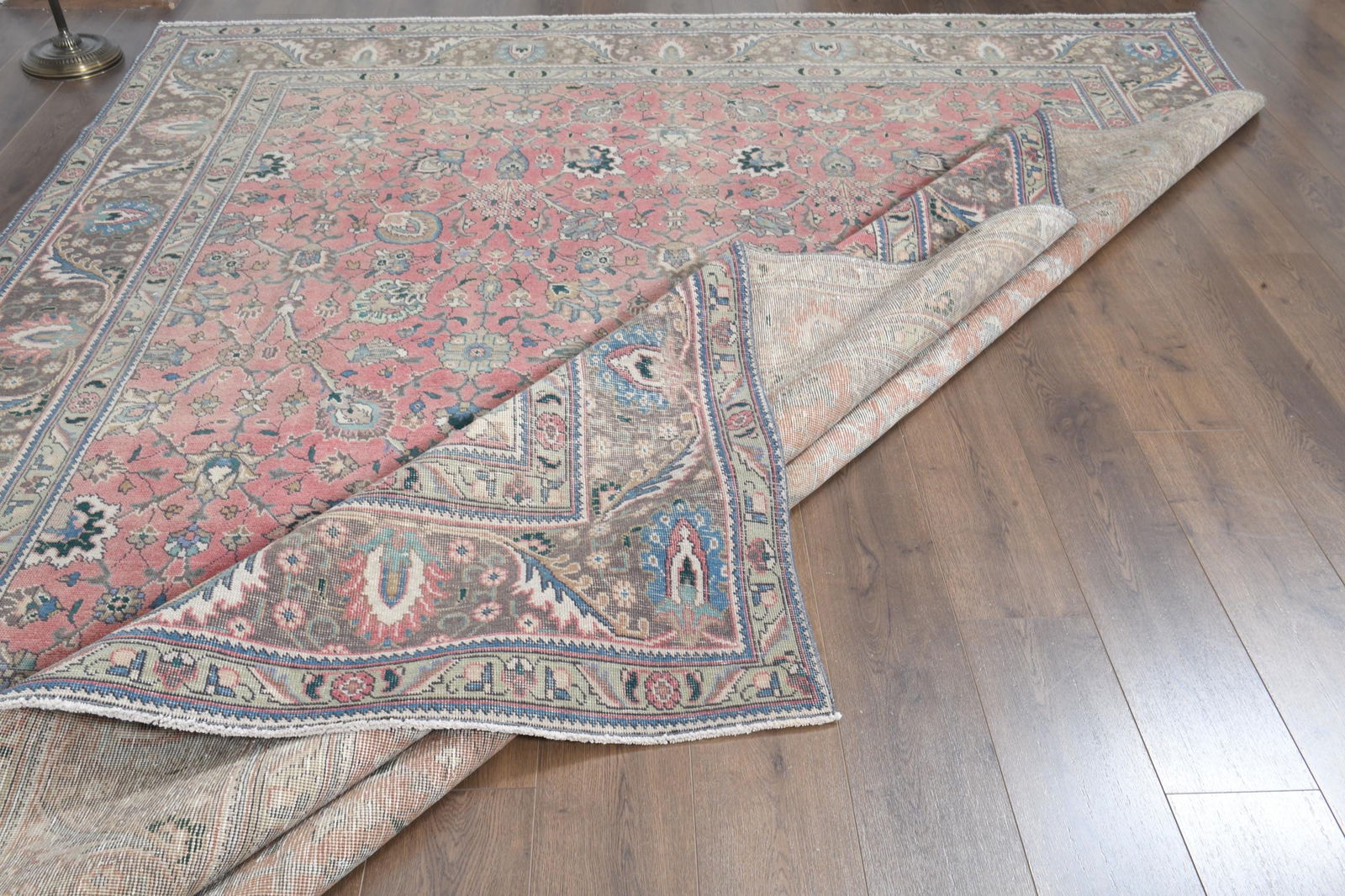 9'3x12'4 ft, PINK OVERSIZED RUG, Vintage Wool - 4