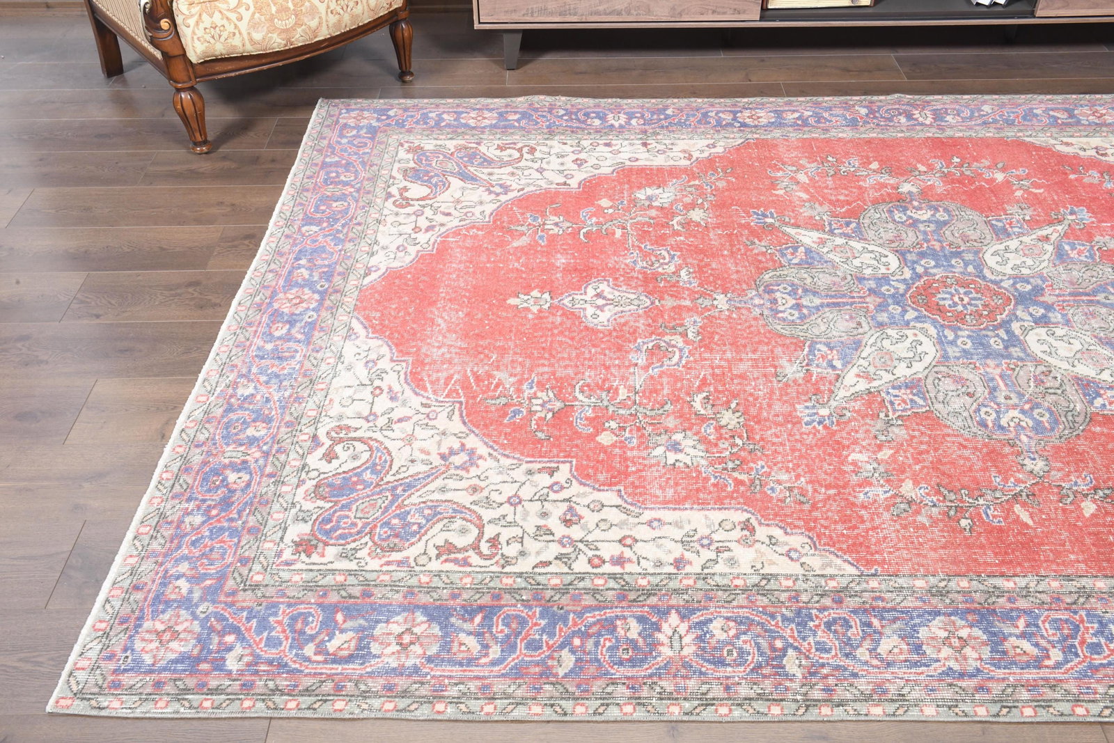 6'7x10'7 ft, PINK VINTAGE RUG - 4