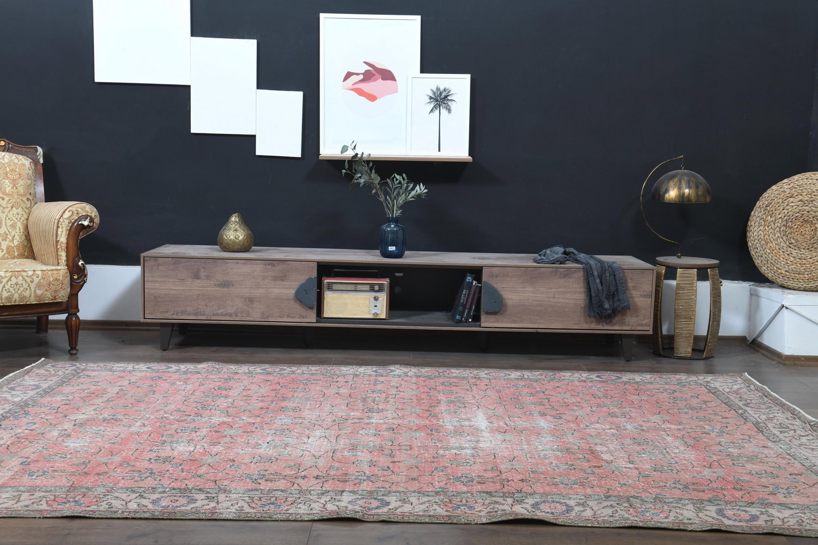 PINK TURKISH Rug, Vintage Rug - 4