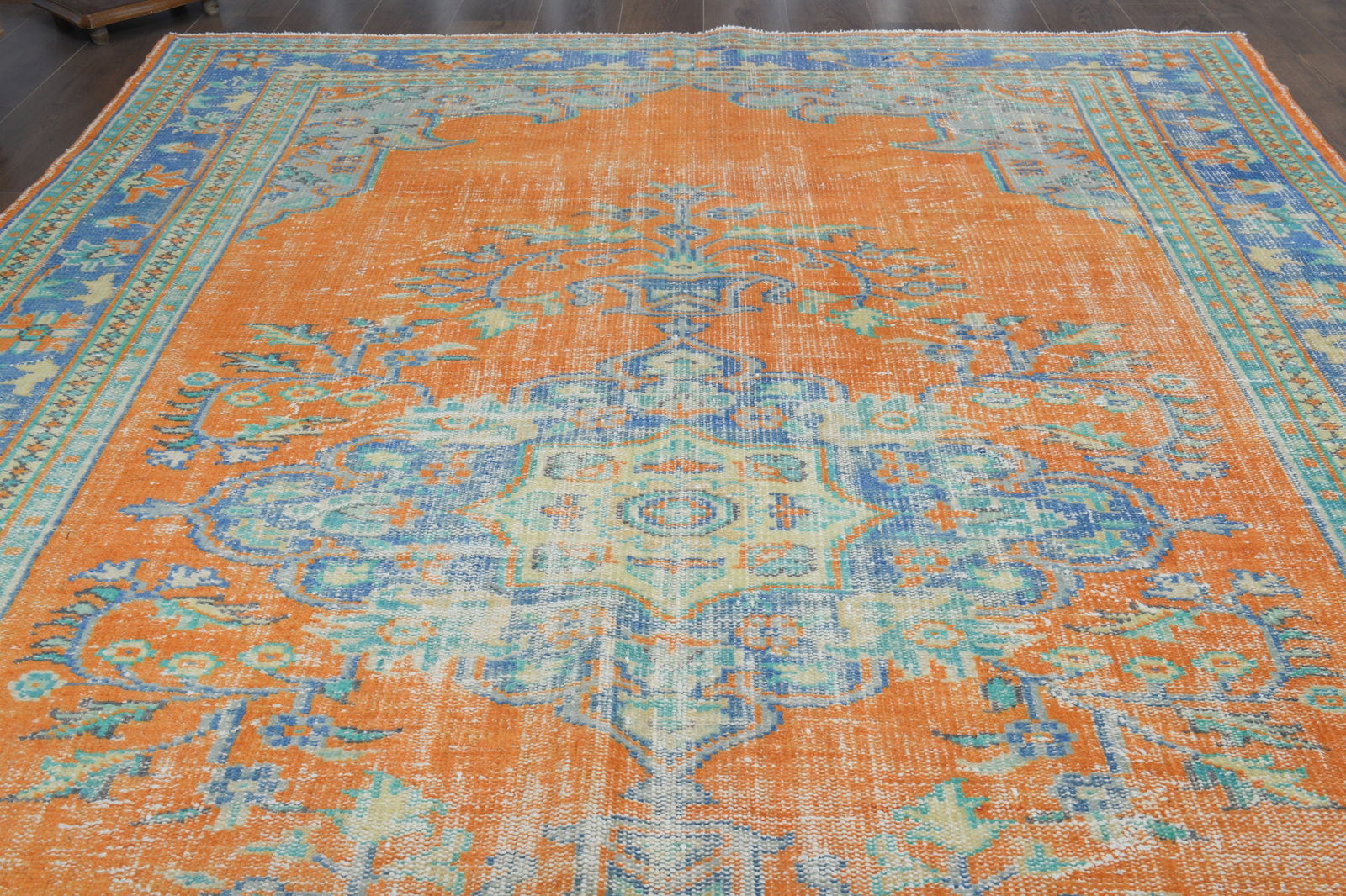 7'6x11'2 ft, ORANGE TURKISH RUG - 3