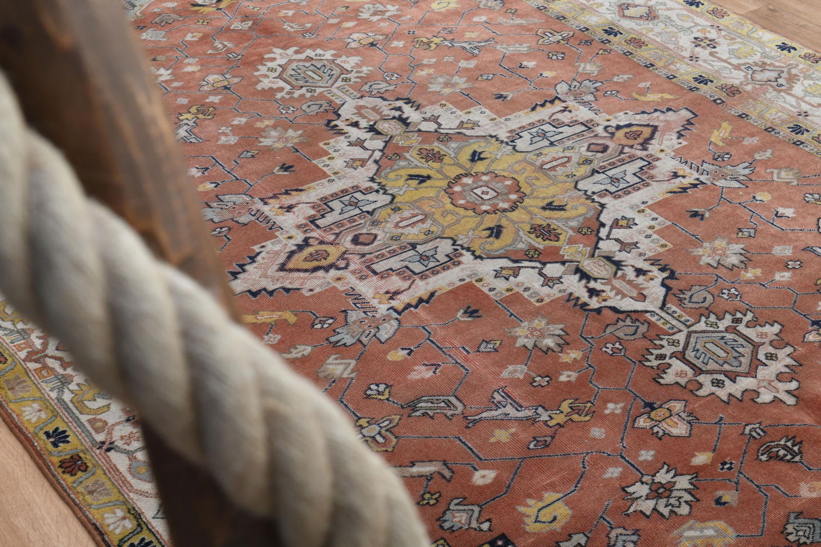 6.7x9.8 ft, PERSIAN AREA RUG: Title: 6.7x9.8 ft, PERSIAN AREA RUG Description: This Turkish one-of-a-kind Vintage Turkish Rug is hand-knotted and handwoven by the most skilled artisans who use pure wool, in muted, natural tones,