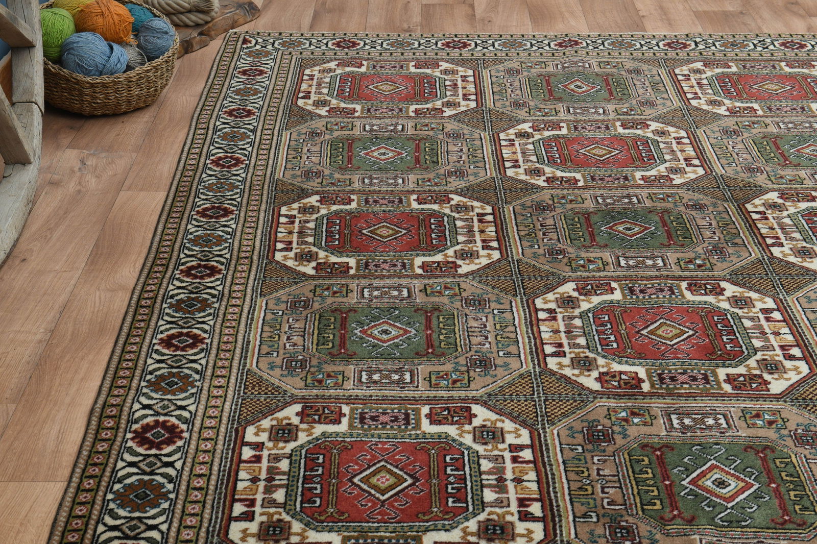 6'4x9'5 ft, RED BROWN GREEN Rug - 5