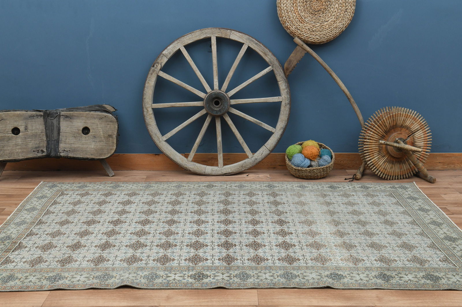 6'4x9'3 ft, GREEN BEIGE RUG - 5