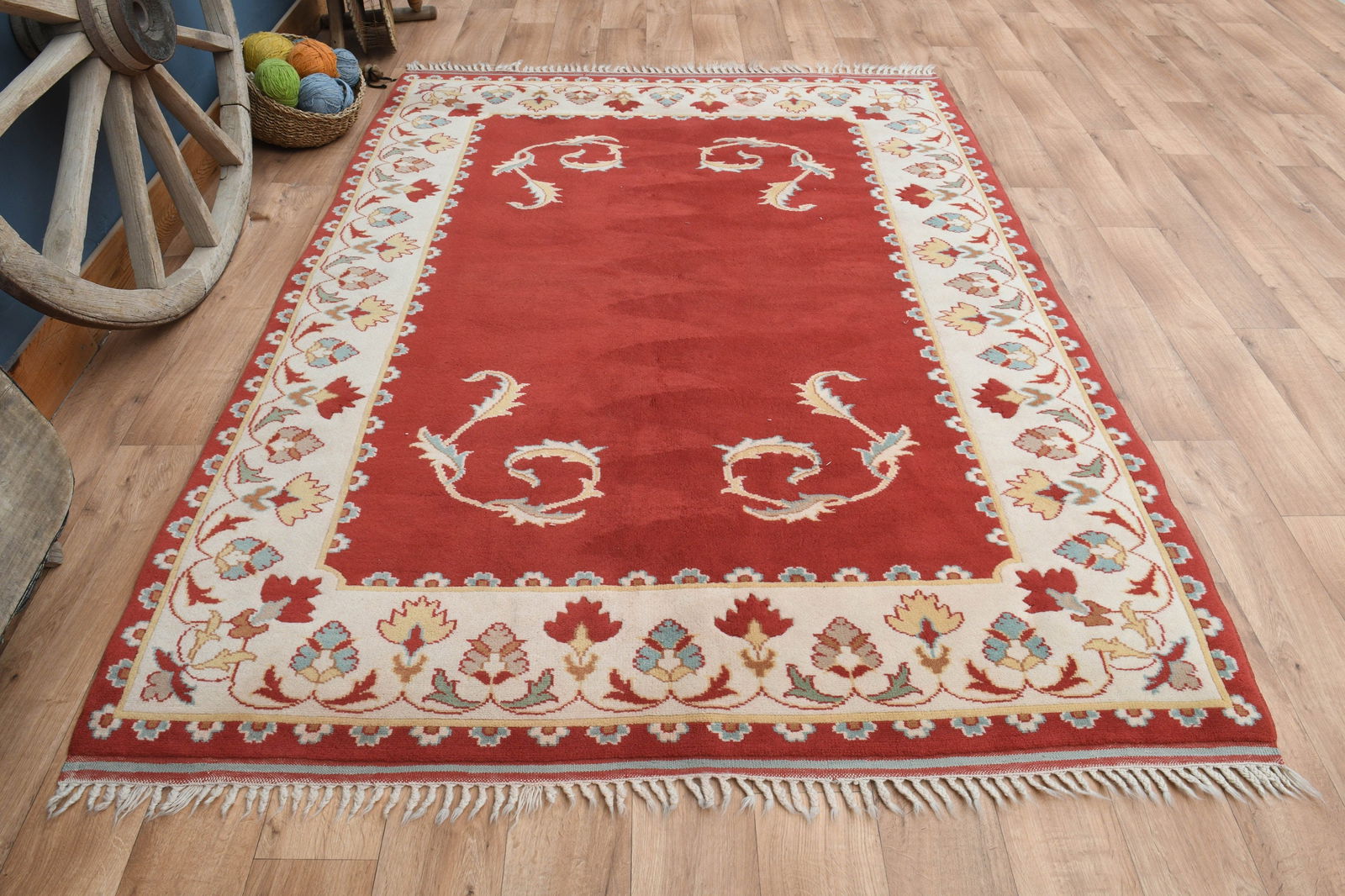 5'8x8 ft, RED BEIGE RUG - 2