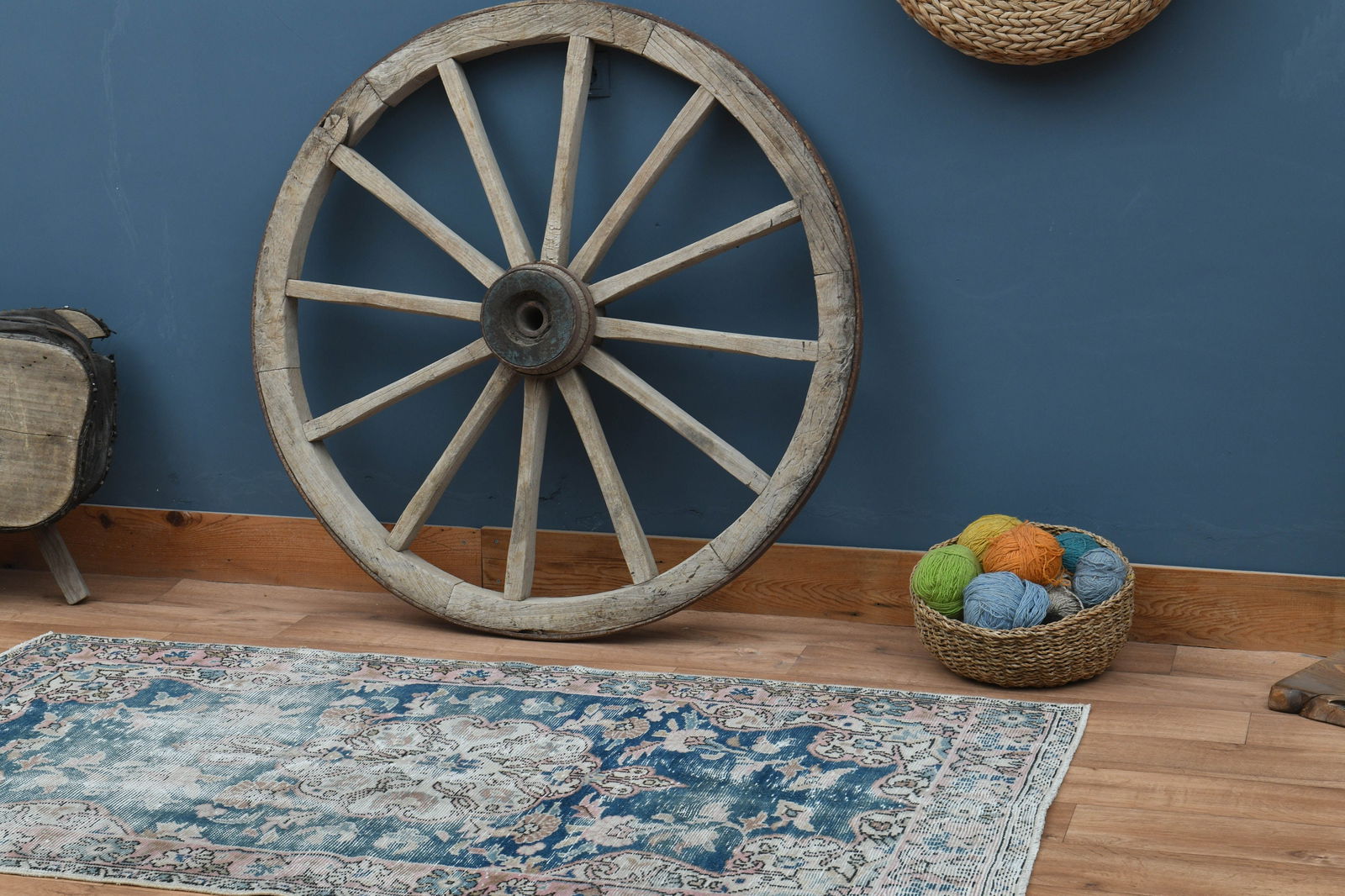 3'6x6'4 ft, FADED BLUE RUG - 10