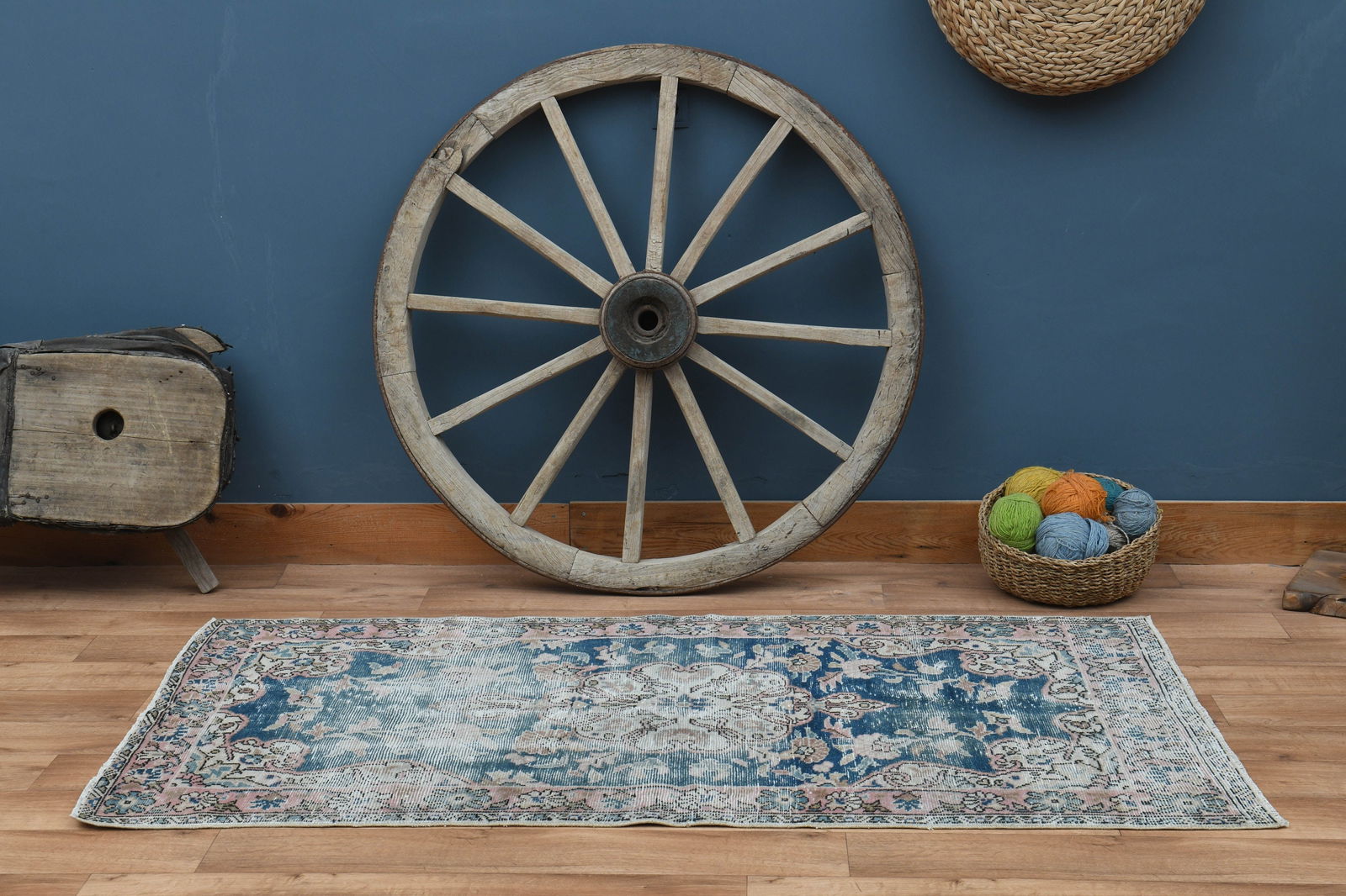 3'6x6'4 ft, FADED BLUE RUG - 5
