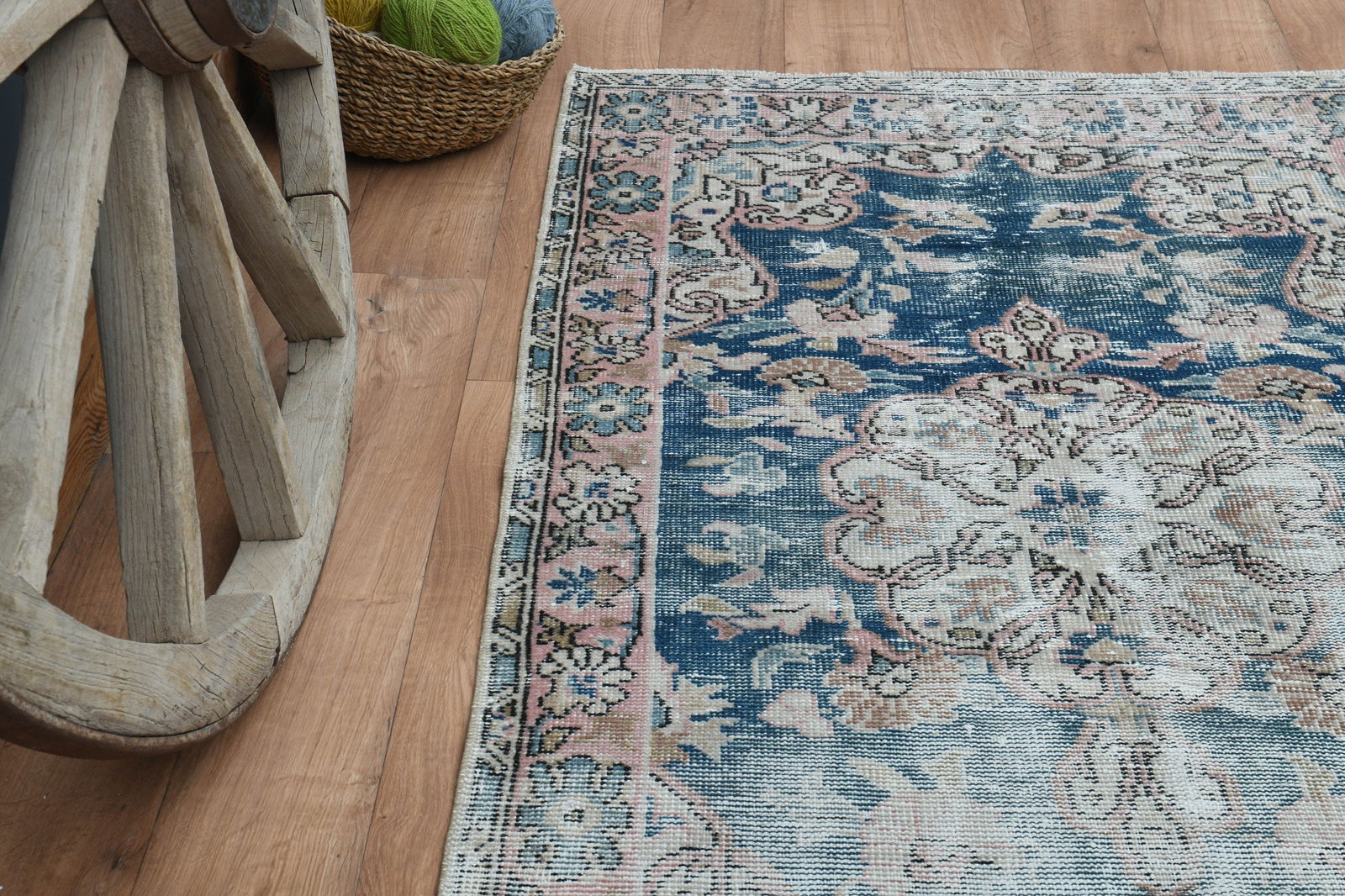 3'6x6'4 ft, FADED BLUE RUG - 8